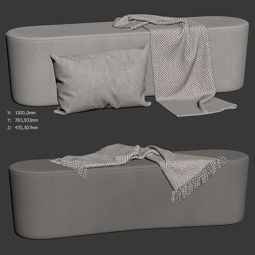 Taba Oval Bench and Round Pouf by Moroso 3D model 6