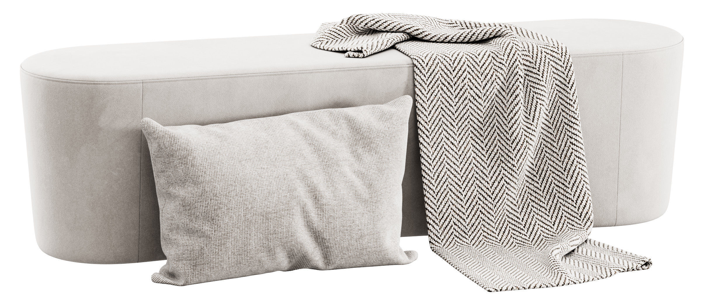 Taba Oval Bench and Round Pouf by Moroso 3D model_7