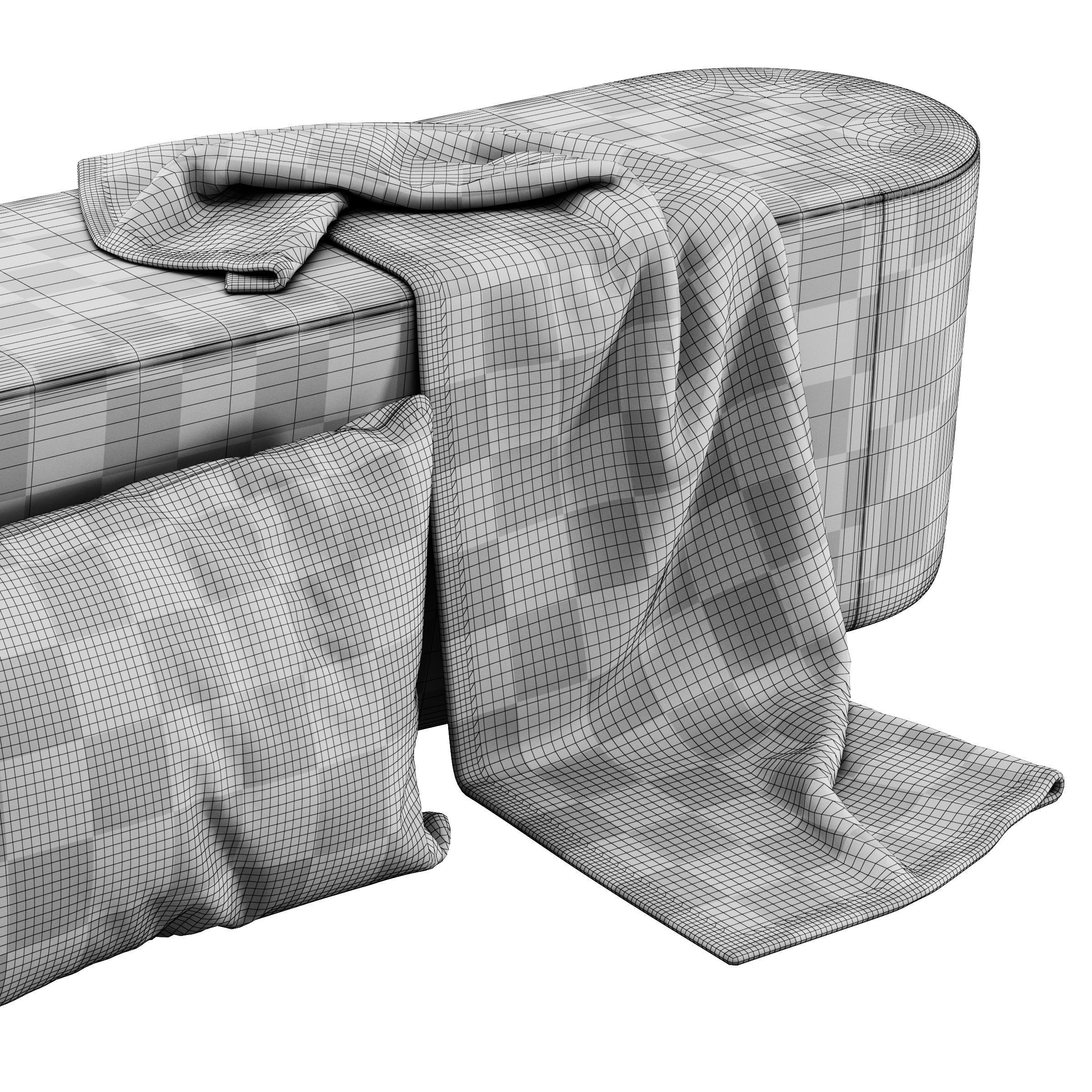 Taba Oval Bench and Round Pouf by Moroso 3D model_4