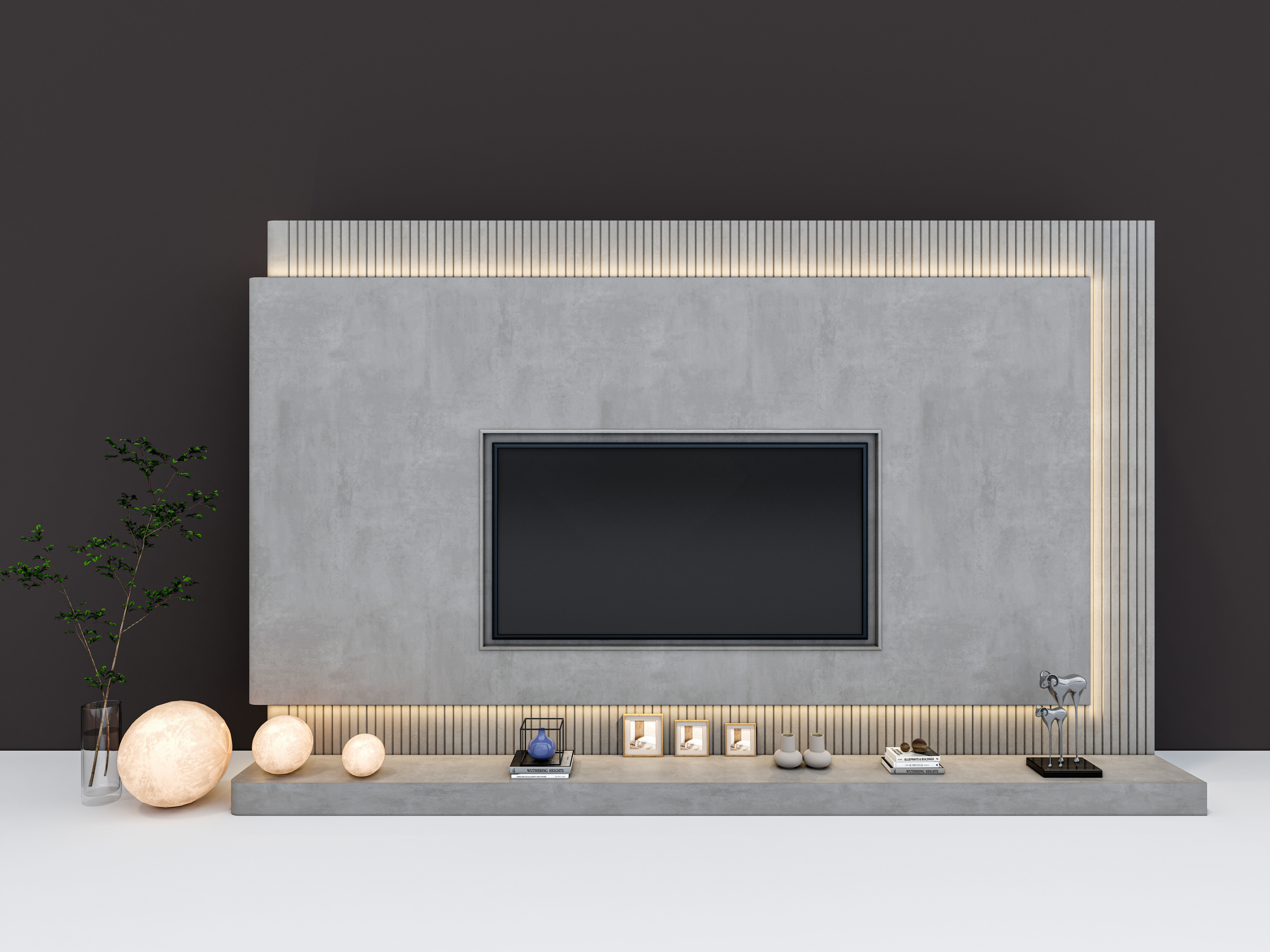 TV wall 40 3D model_12