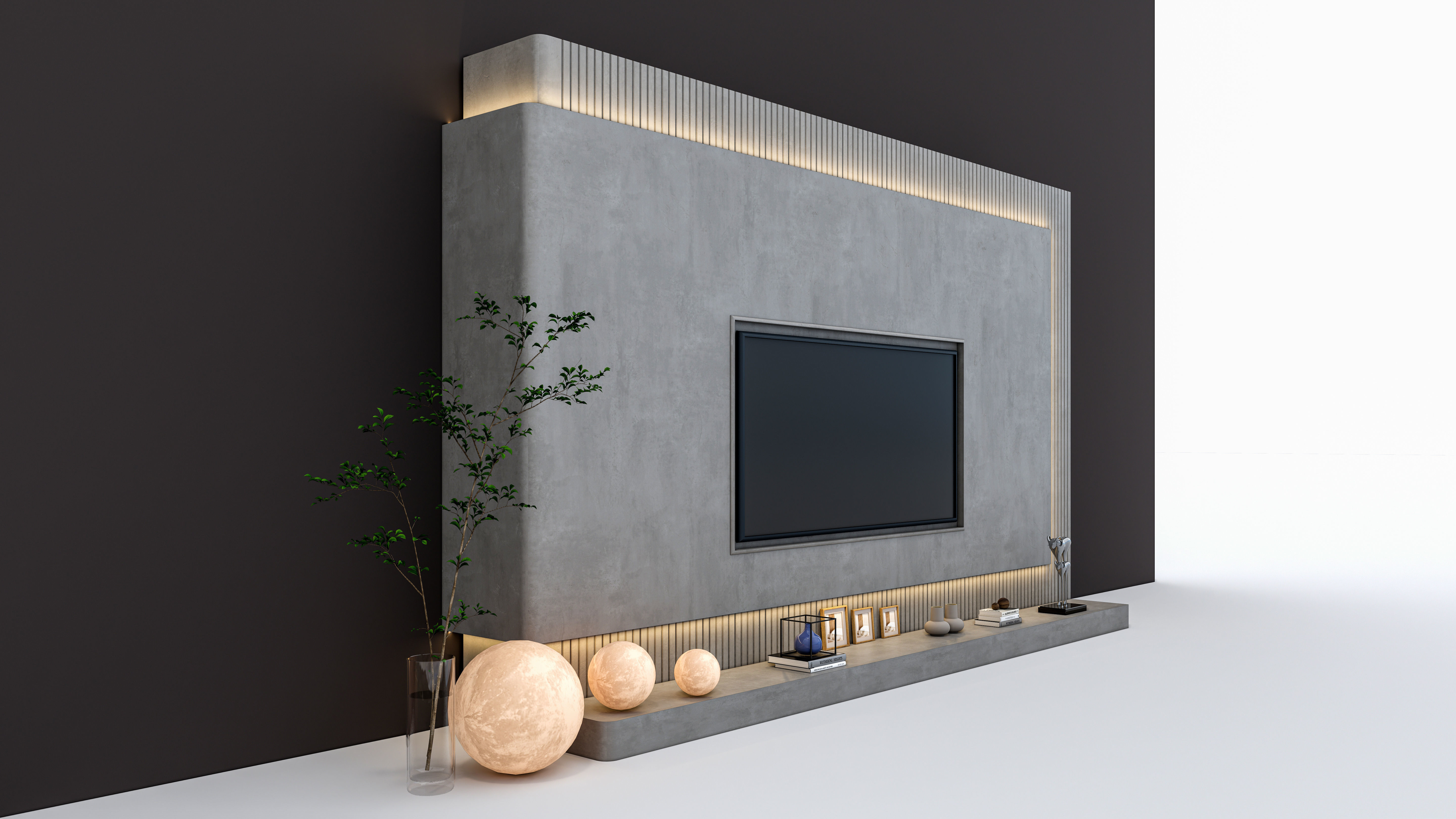 TV wall 40 3D model_3