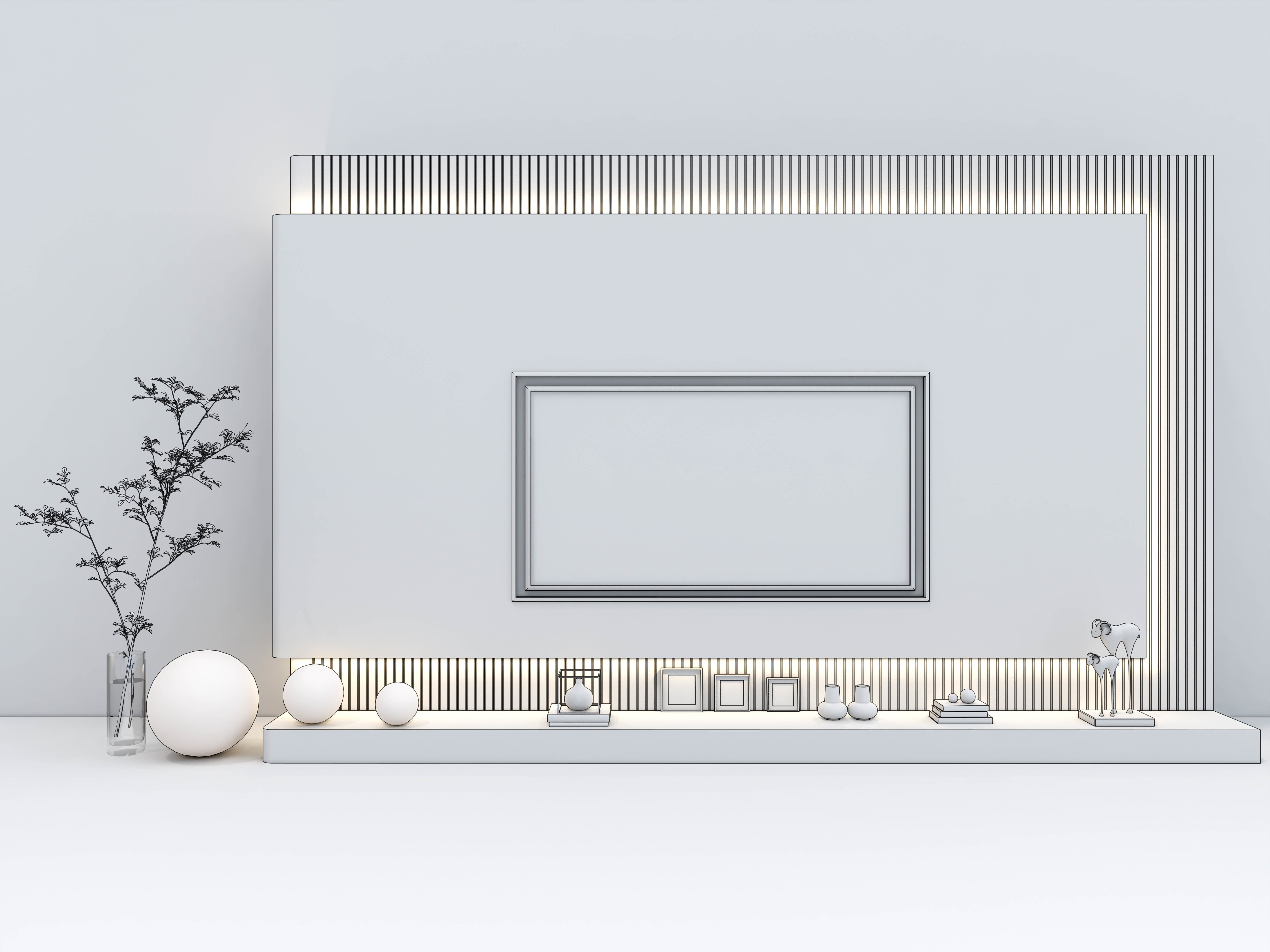 TV wall 40 3D model_19