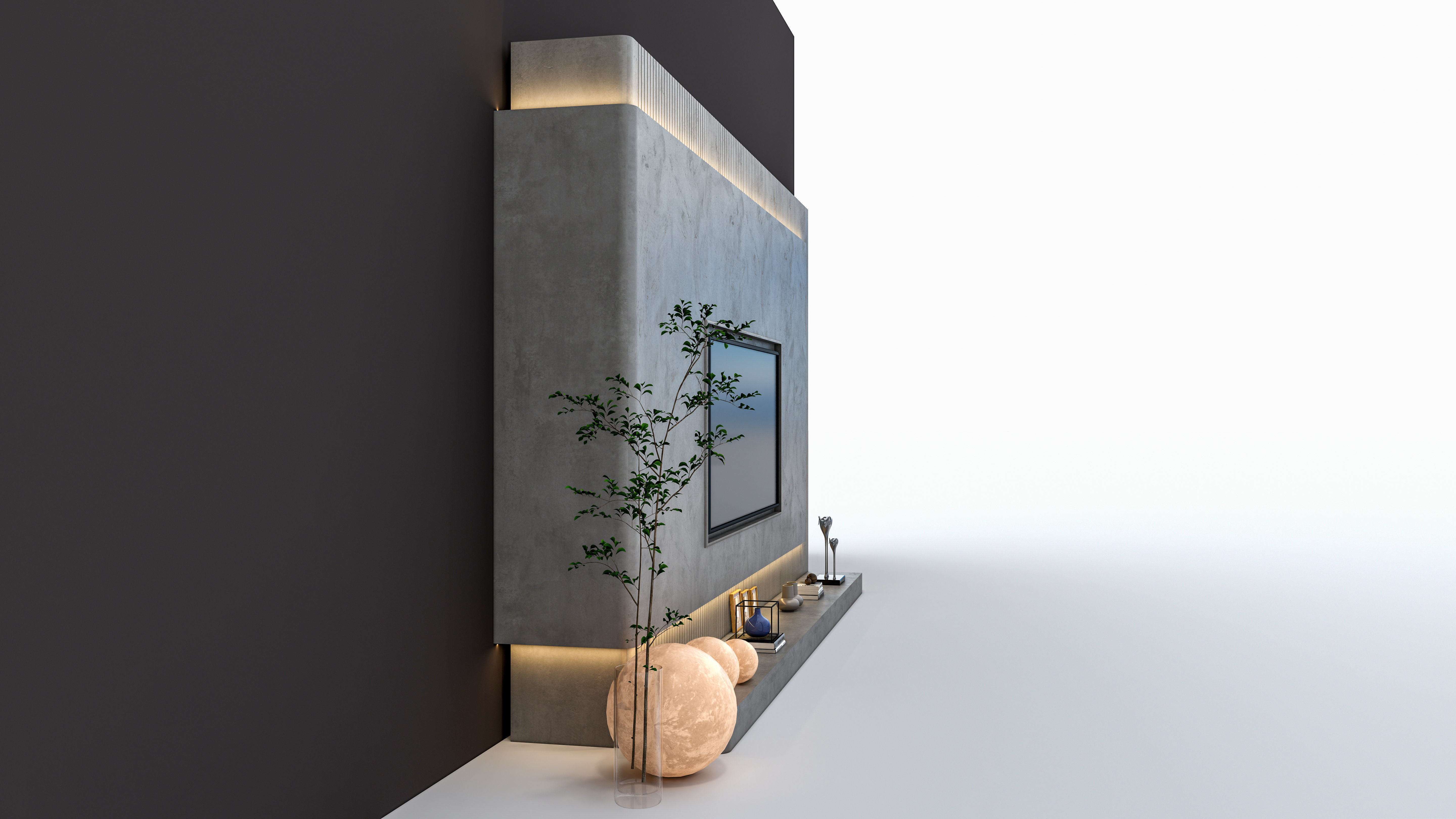 TV wall 40 3D model_7