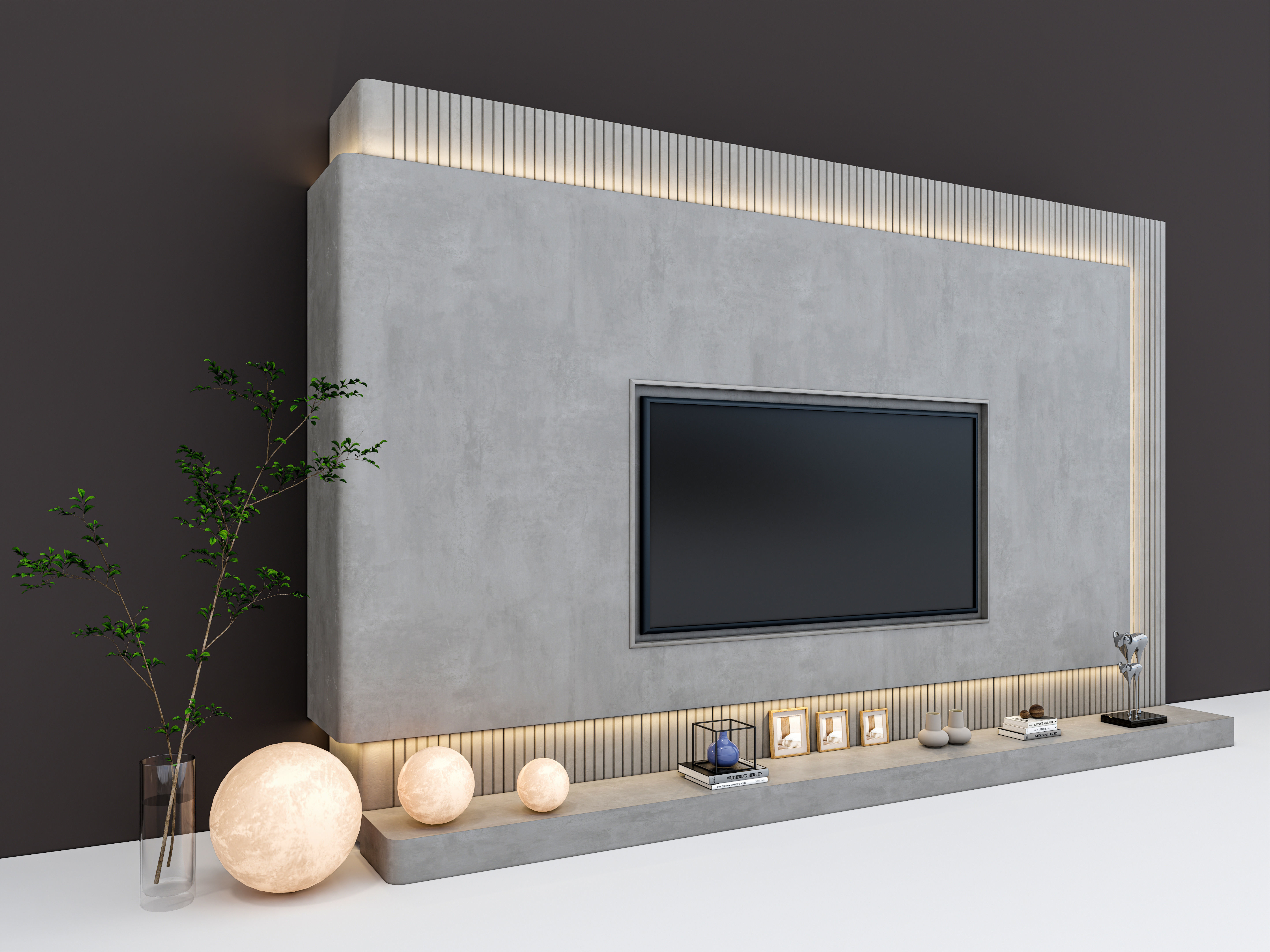 TV wall 40 3D model_1