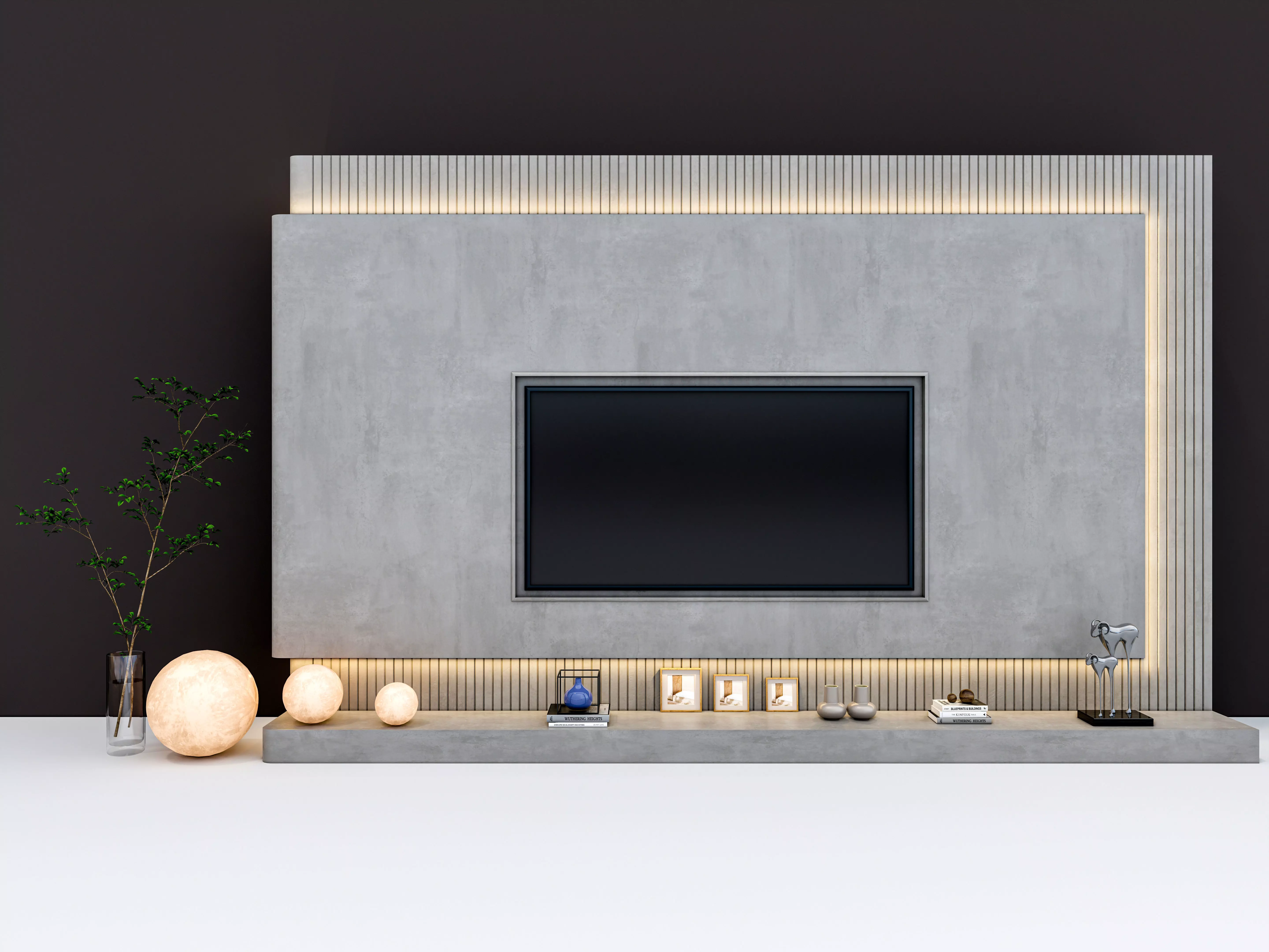 TV wall 40 3D model_0
