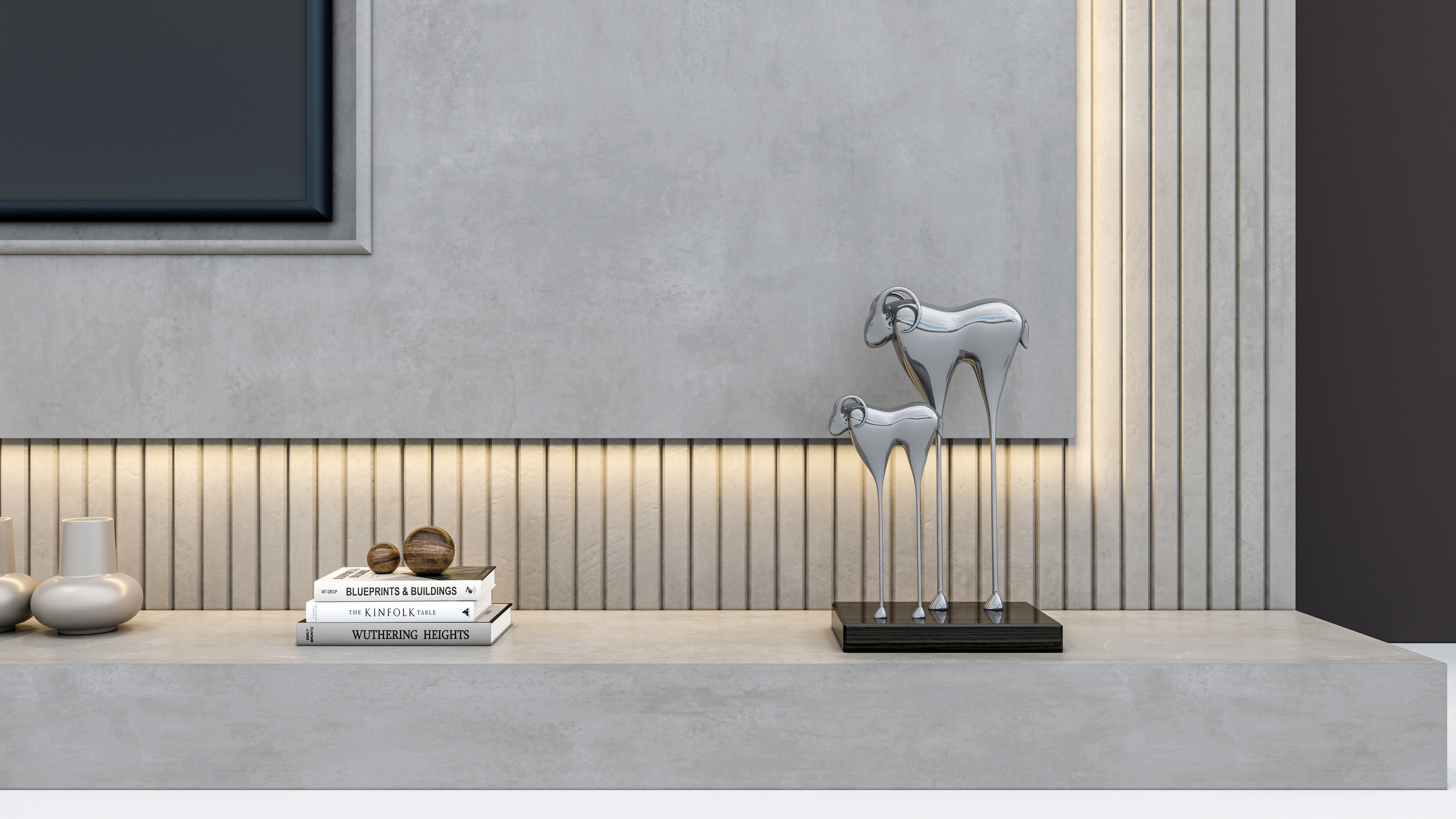 TV wall 40 3D model_9