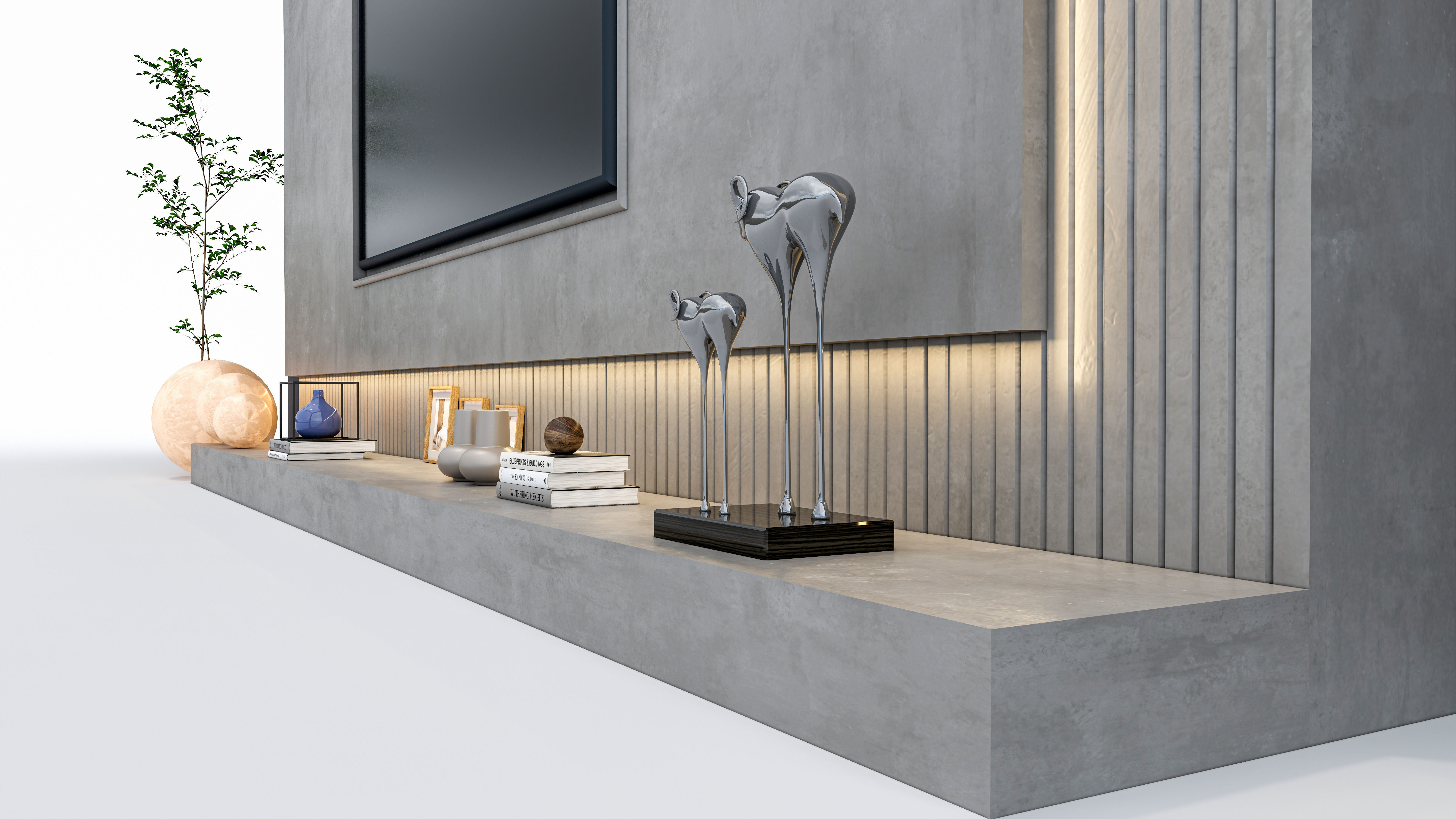 TV wall 40 3D model_4