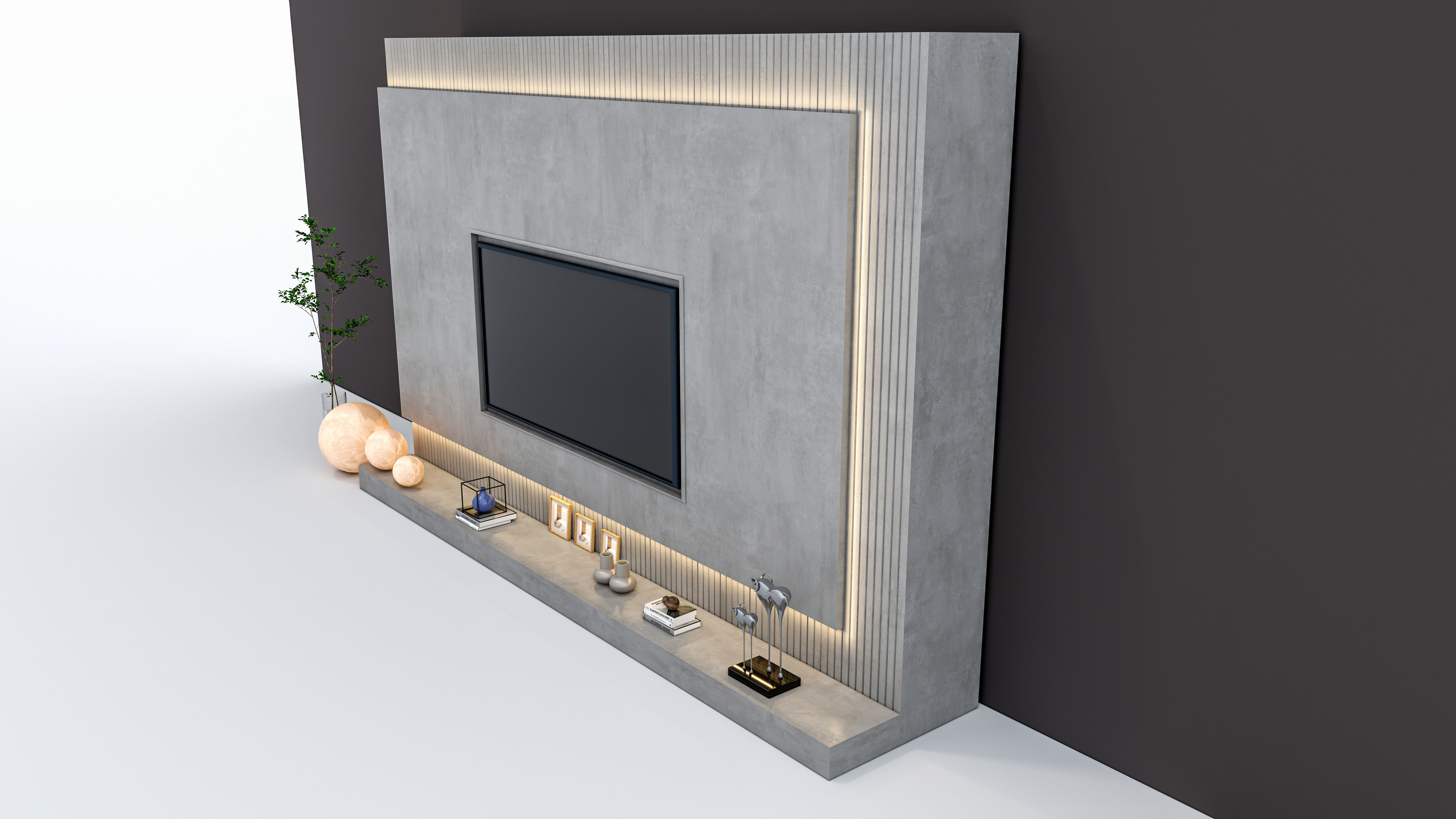 TV wall 40 3D model_16
