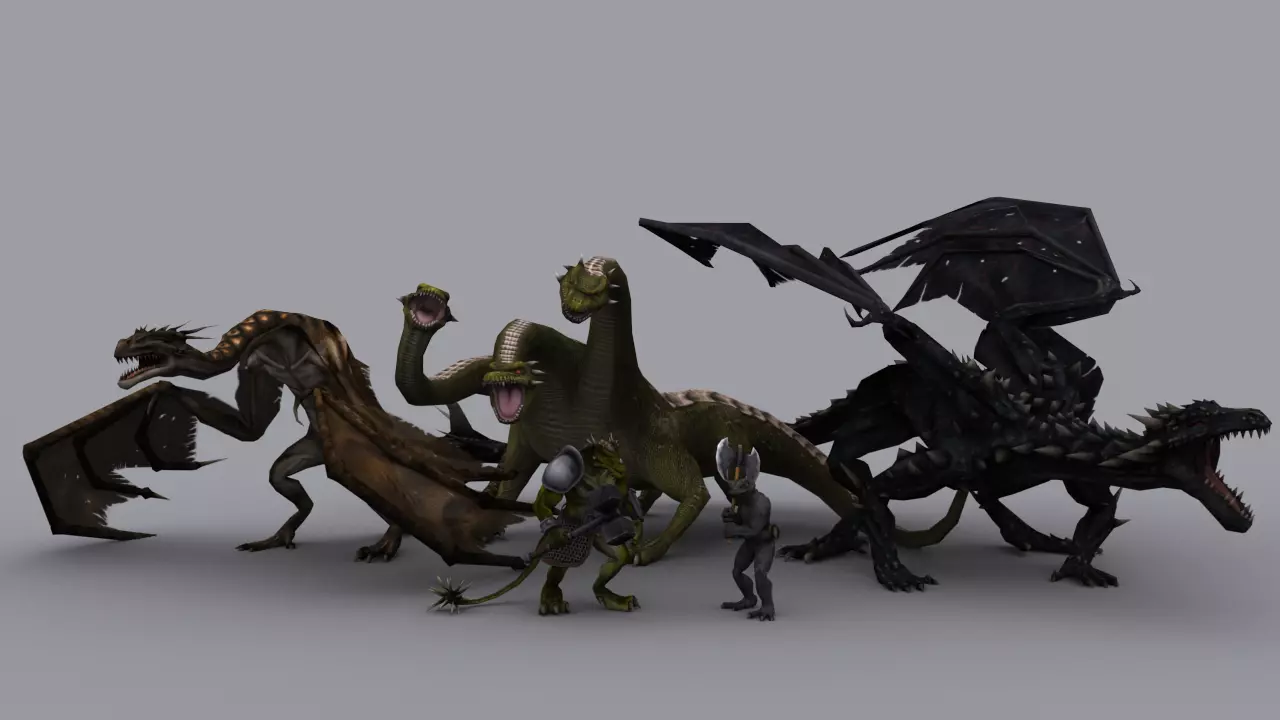 FANTASY LIZARDS PACK GAME READY ANIMATED MODELS Low-poly 3D model_0