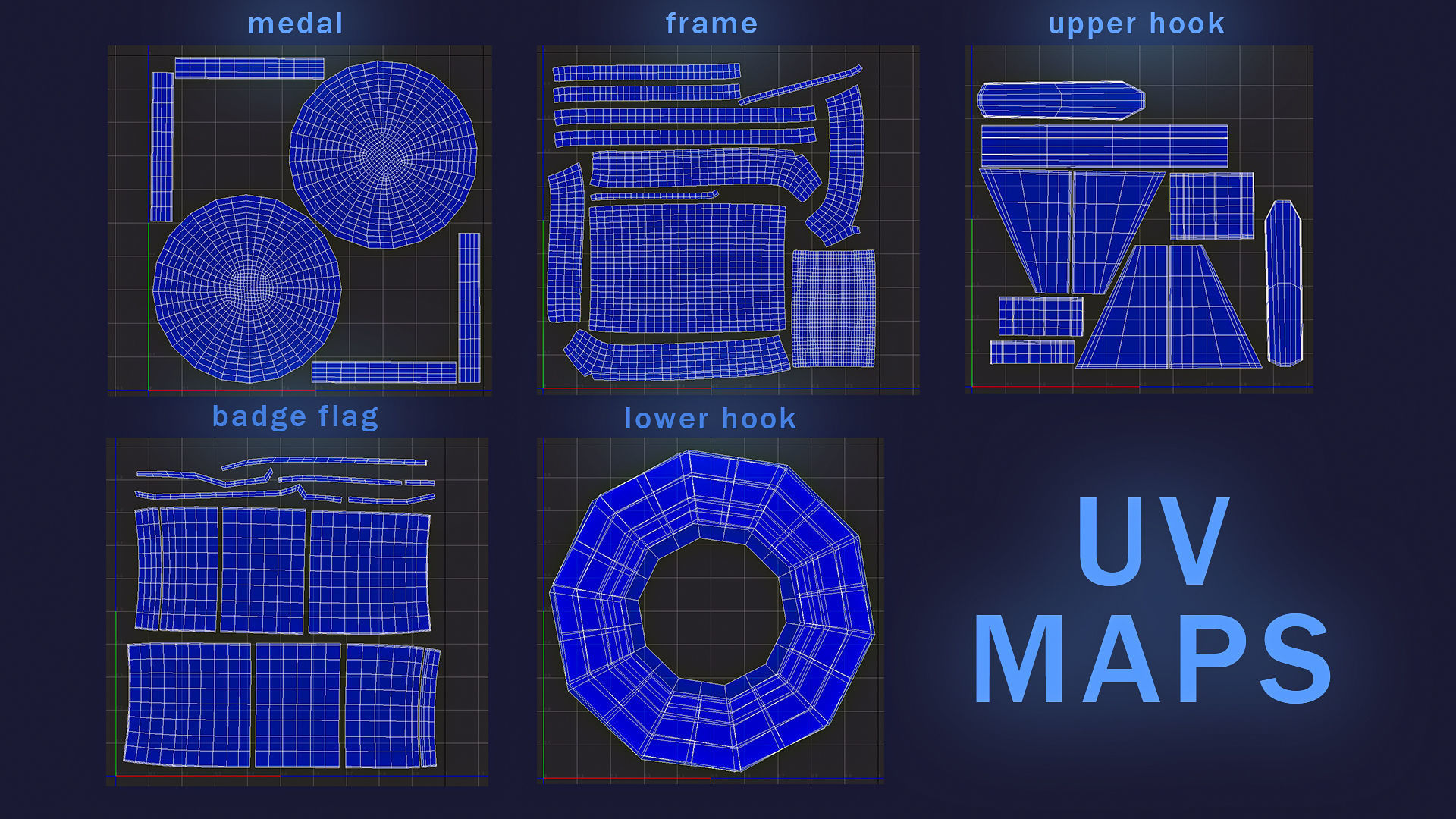 British military medal and badge Low-poly 3D model_10