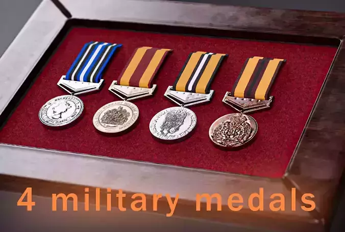 British military medal and badge Low-poly 3D model