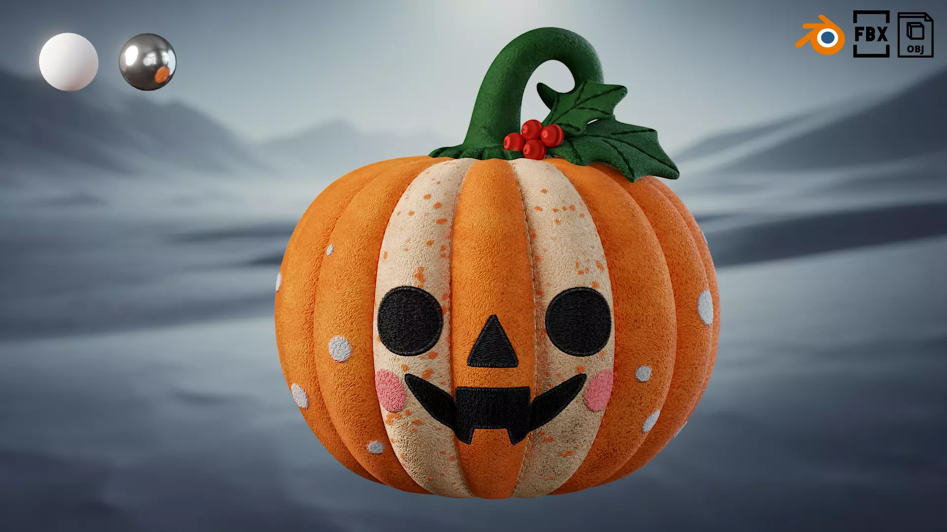Pumpkin christmas plush 01 Low-poly 3D model