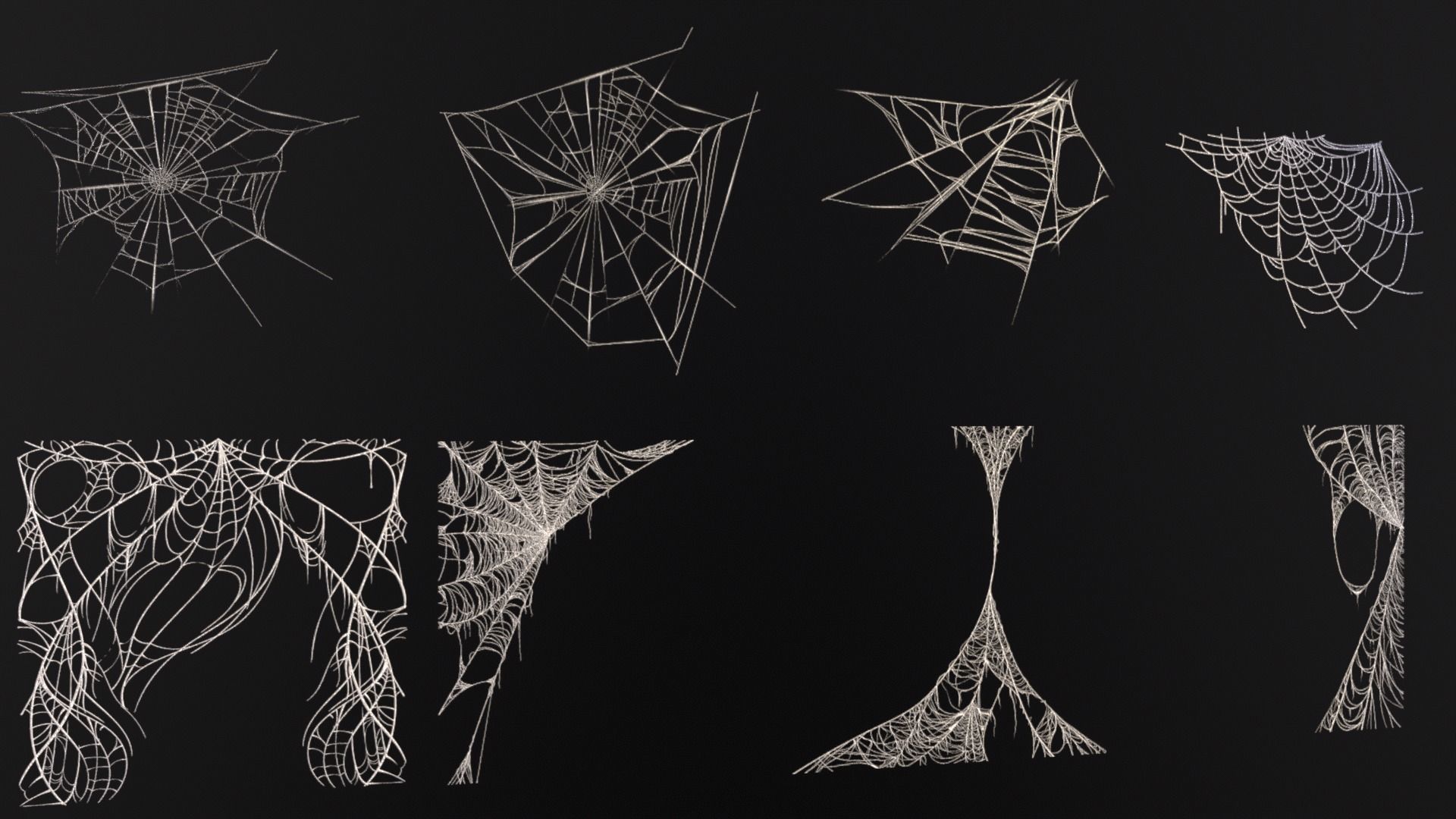 Spider Webs Set Two Low-poly 3D model_2