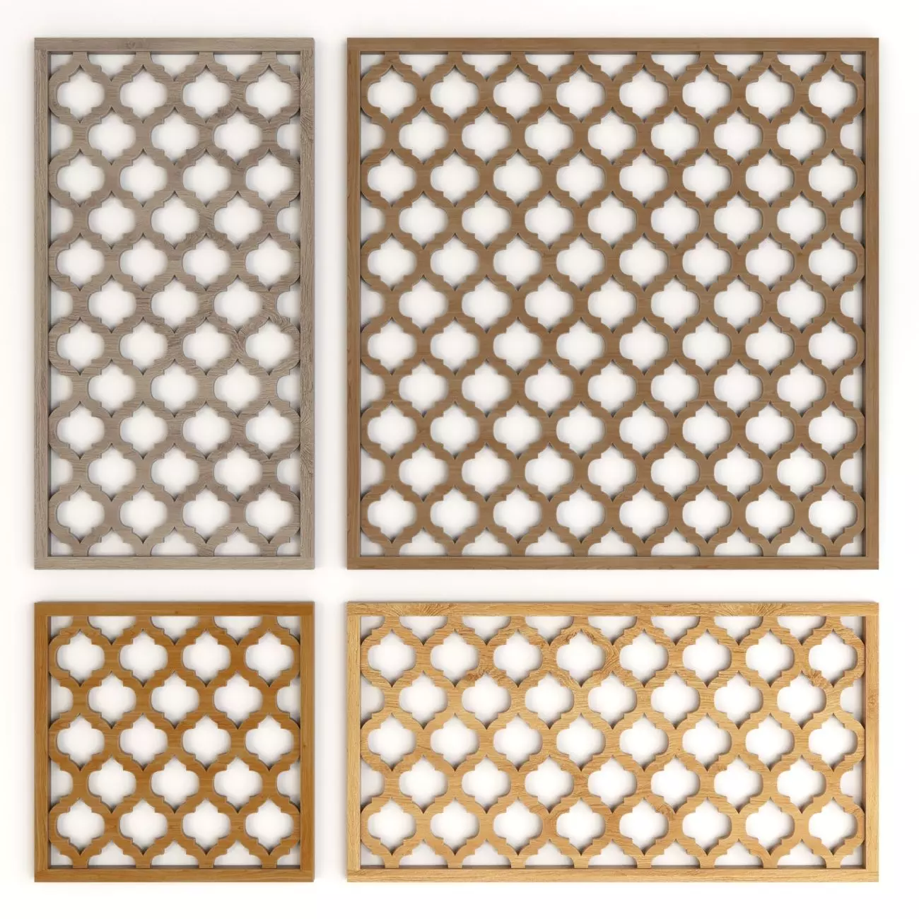 Wood Arabic Islamic pattern decorative grill screen 3D model_0