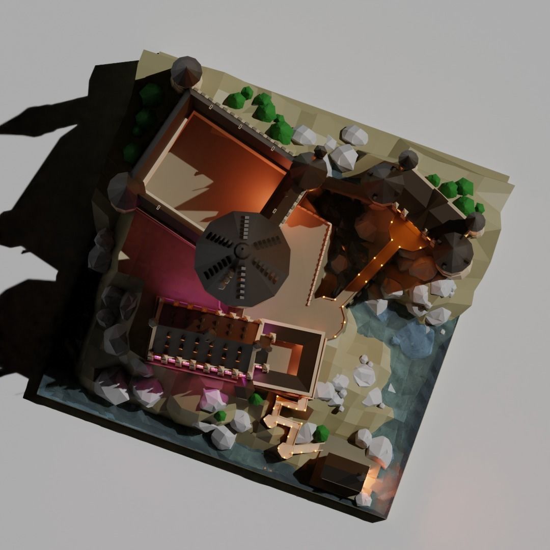 Low poly Hogwarts Low-poly 3D model_3