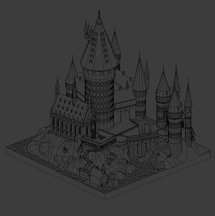 Low poly Hogwarts Low-poly 3D model_4