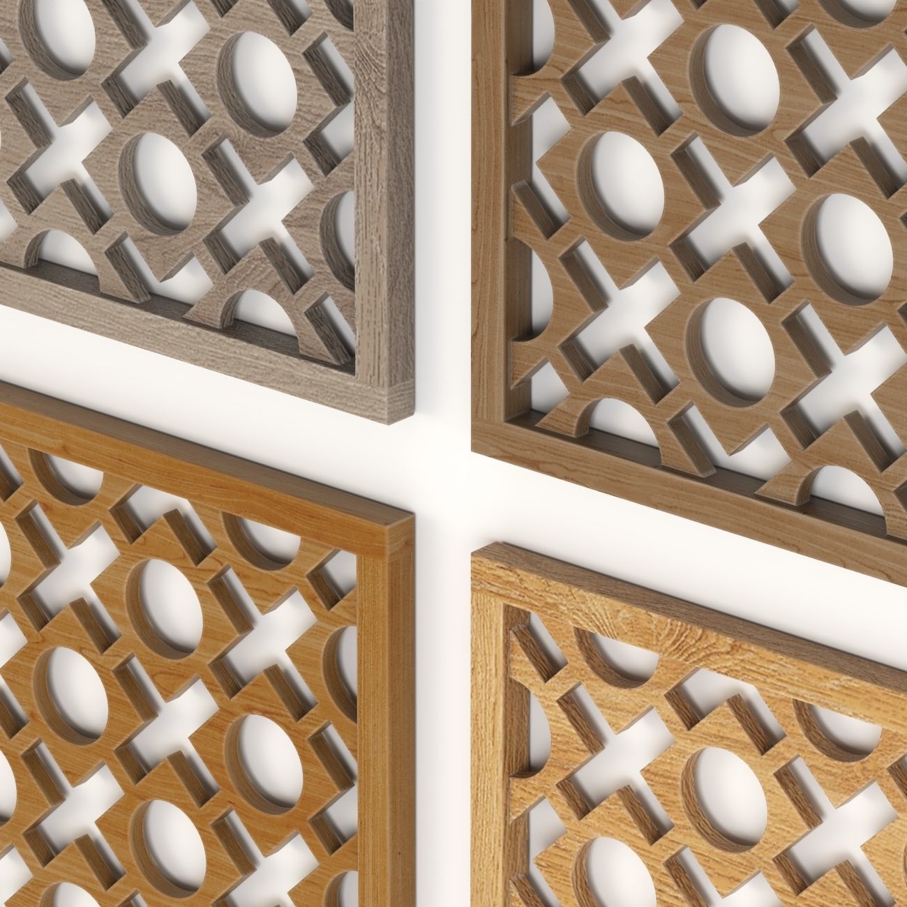  Wood Arabic Islamic pattern decorative grill screen 3D model_1