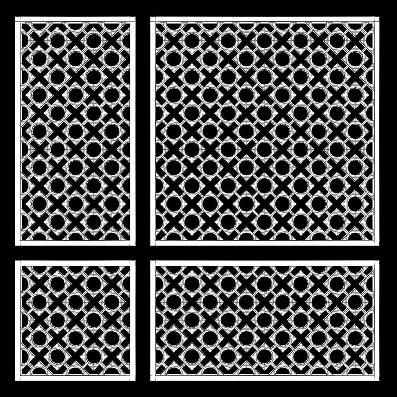  Wood Arabic Islamic pattern decorative grill screen 3D model_3