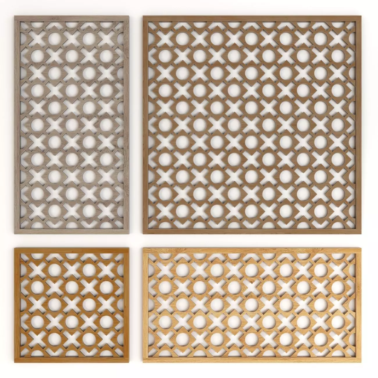  Wood Arabic Islamic pattern decorative grill screen 3D model_0