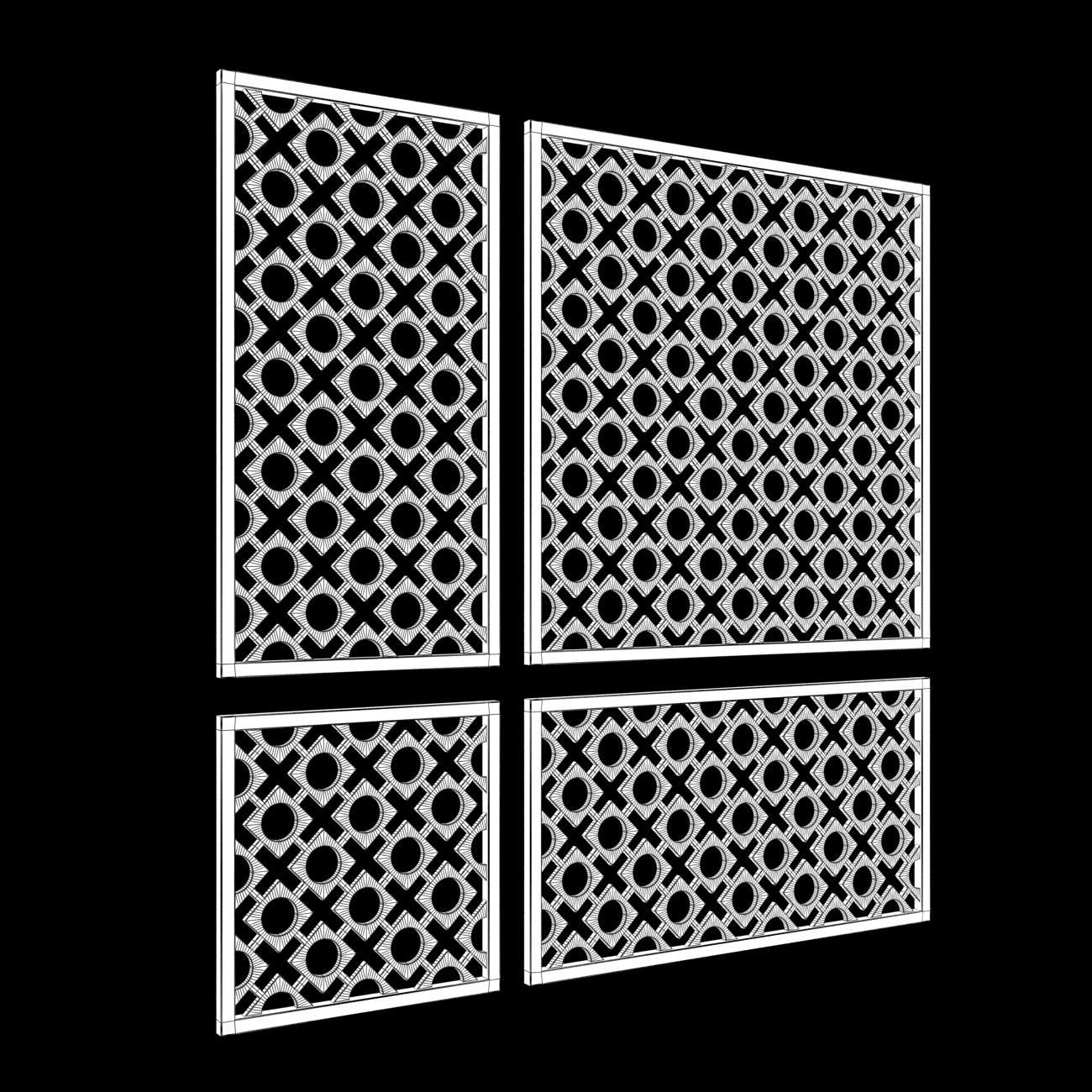  Wood Arabic Islamic pattern decorative grill screen 3D model_5