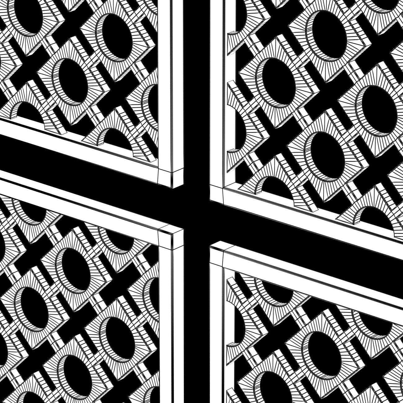  Wood Arabic Islamic pattern decorative grill screen 3D model_4