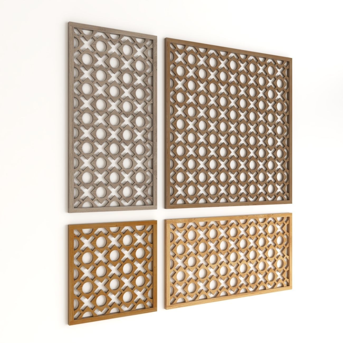  Wood Arabic Islamic pattern decorative grill screen 3D model_2