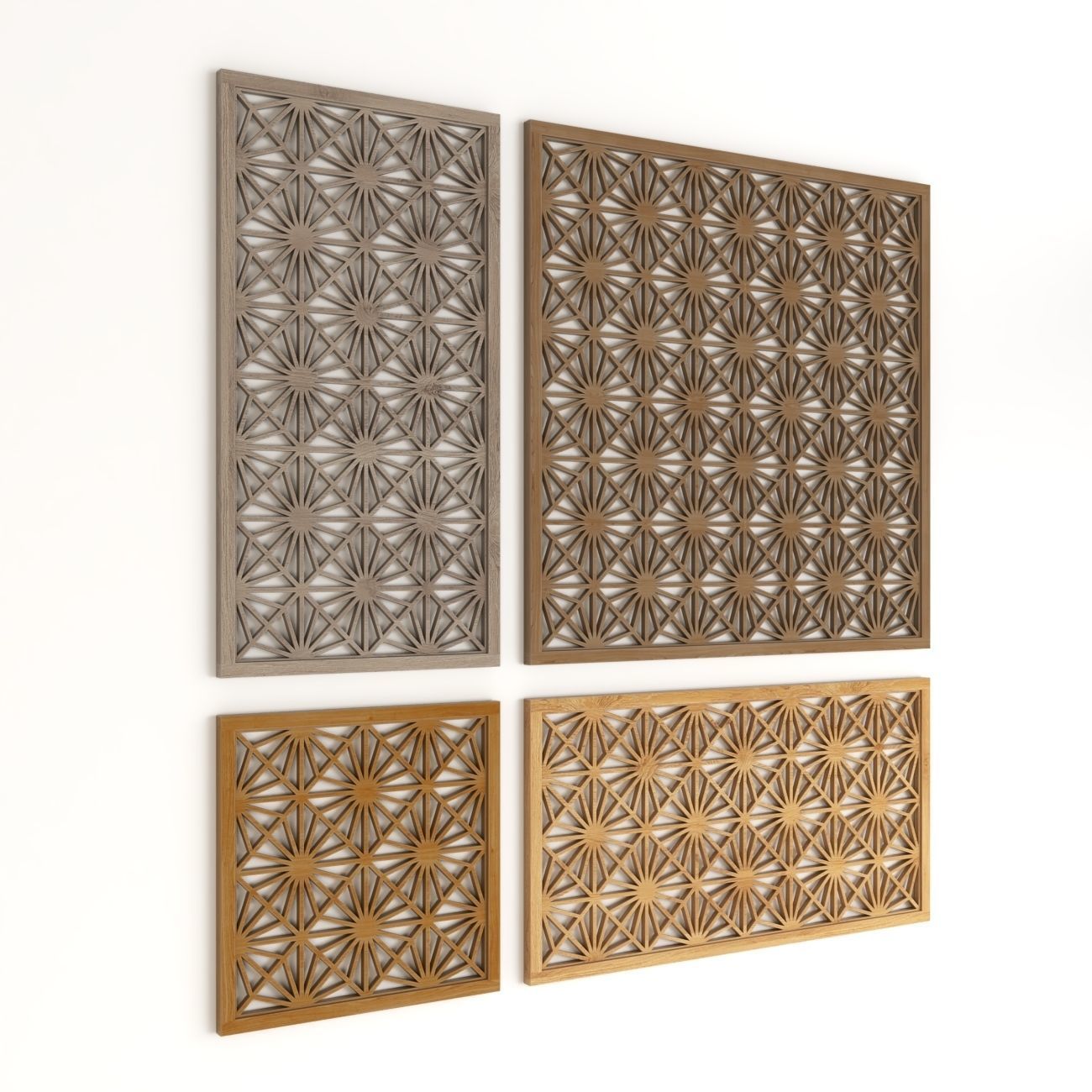  Wood Arabic Islamic pattern decorative grill screen 3D model_2