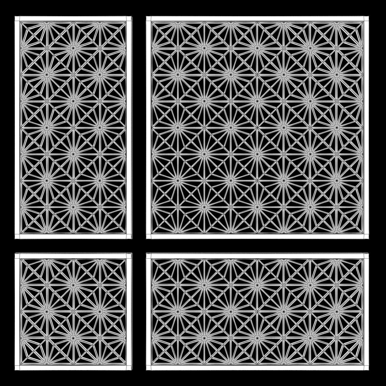  Wood Arabic Islamic pattern decorative grill screen 3D model_3