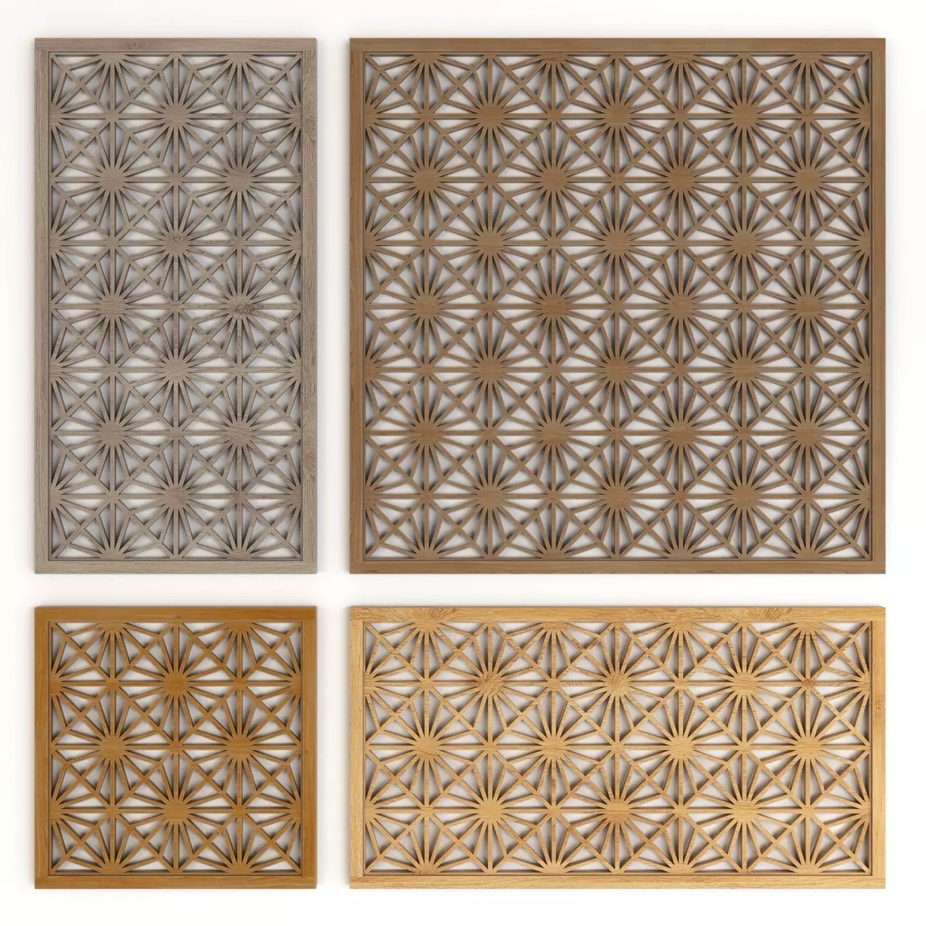  Wood Arabic Islamic pattern decorative grill screen 3D model_0