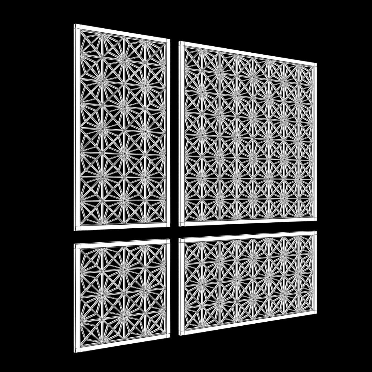  Wood Arabic Islamic pattern decorative grill screen 3D model_5
