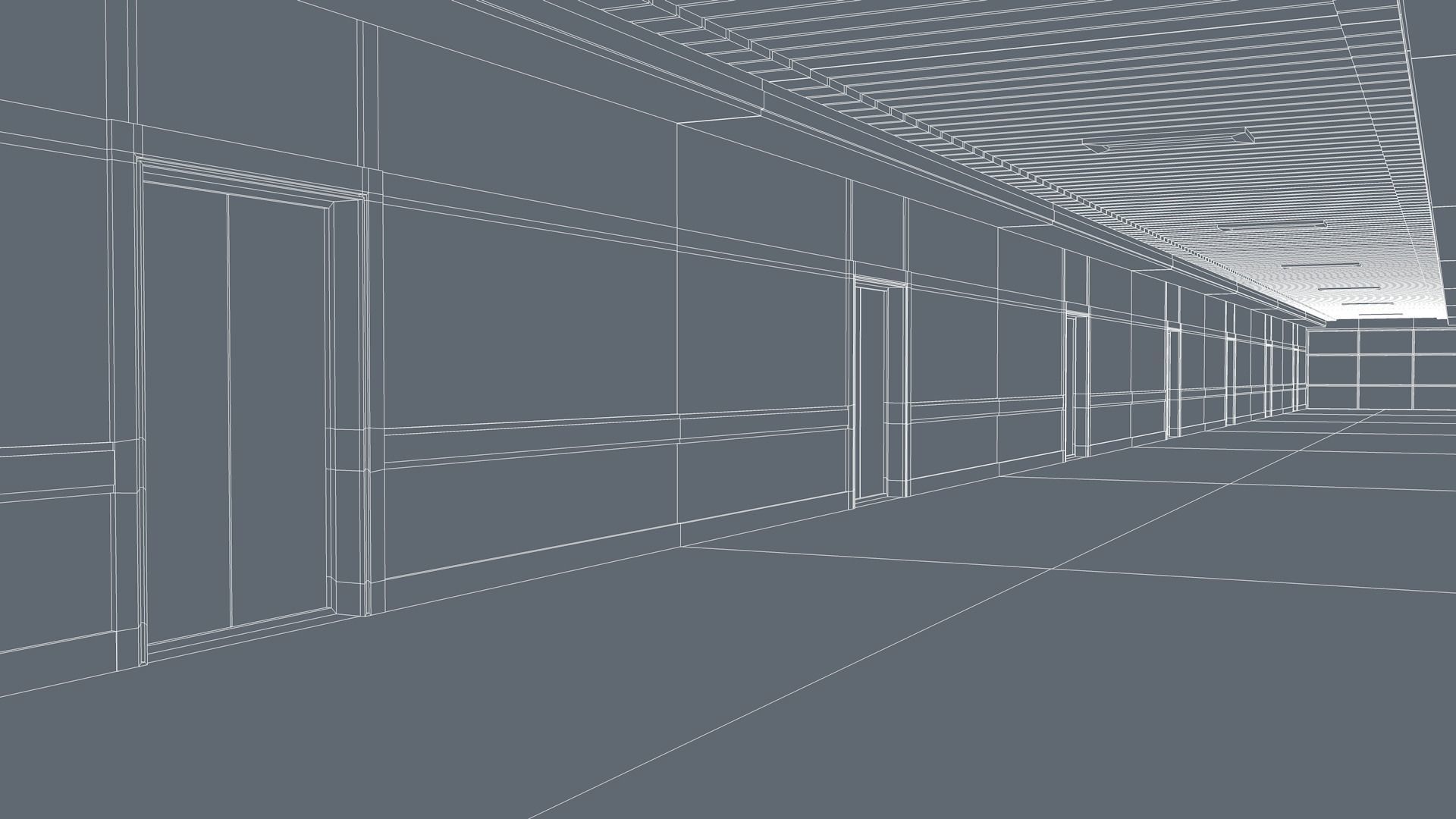 Hospital Hallway Corridor 3D model_10