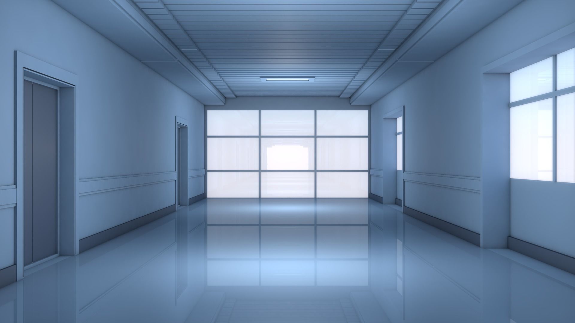 Hospital Hallway Corridor 3D model_5