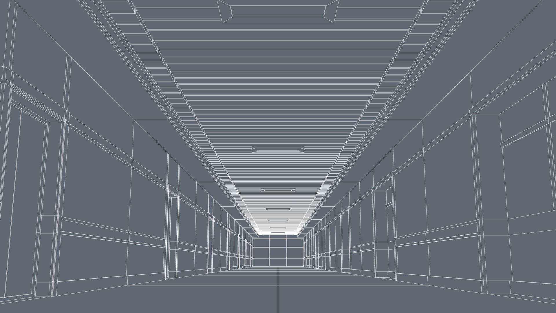 Hospital Hallway Corridor 3D model_7