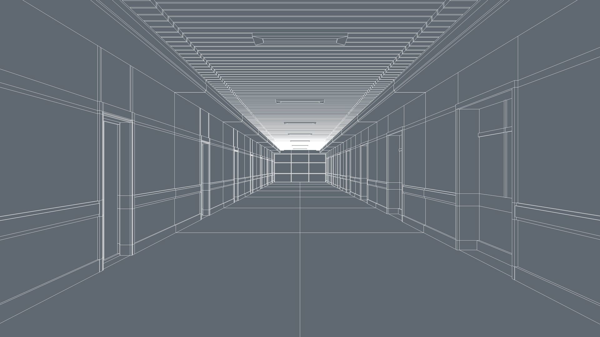Hospital Hallway Corridor 3D model_6