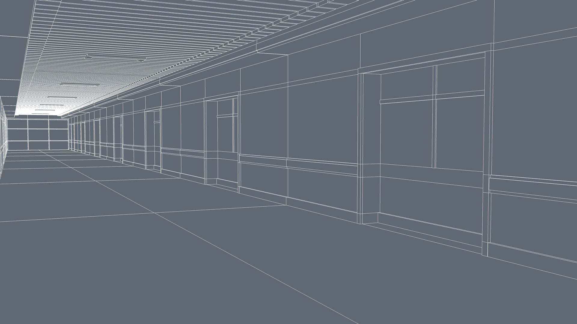 Hospital Hallway Corridor 3D model_9
