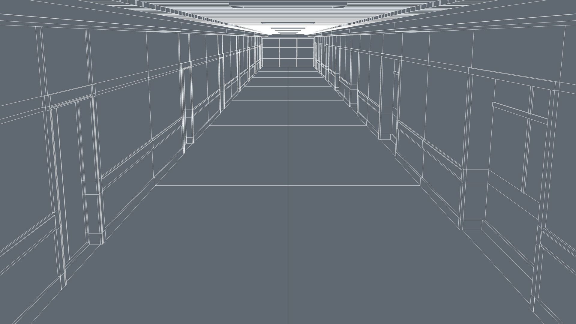 Hospital Hallway Corridor 3D model_8