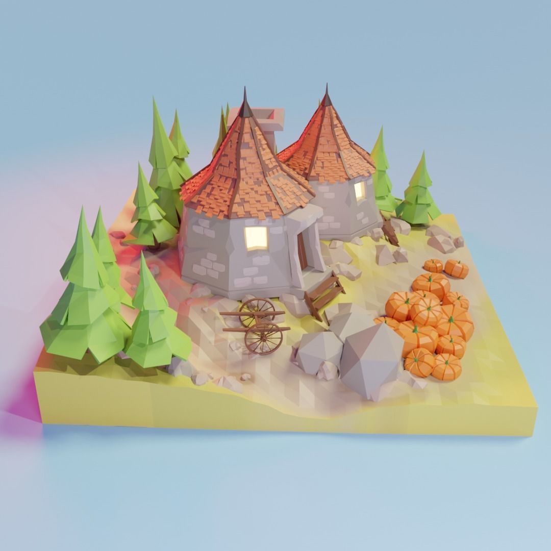 Hagrids Hut Low-poly 3D model_1