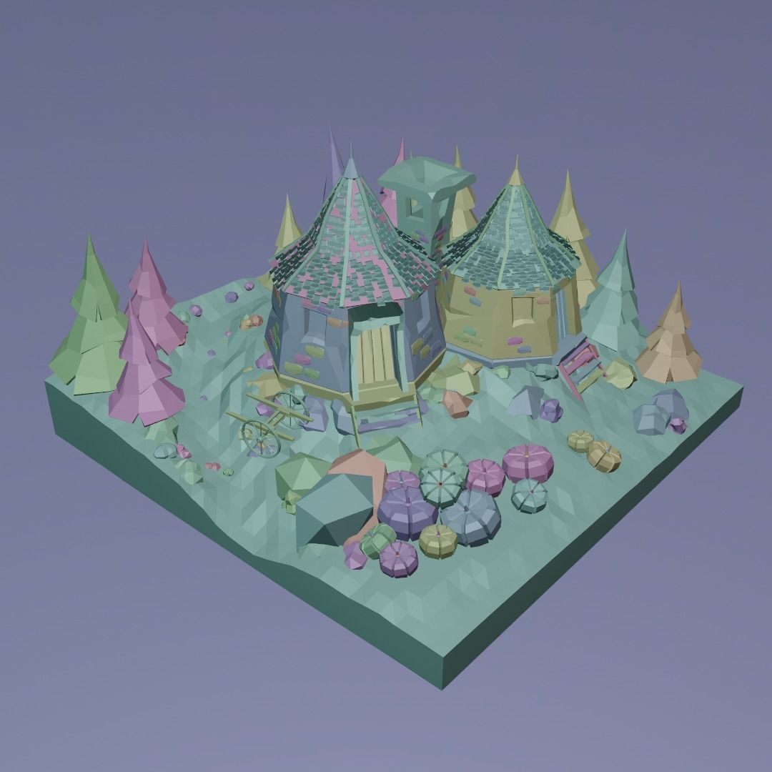 Hagrids Hut Low-poly 3D model_3