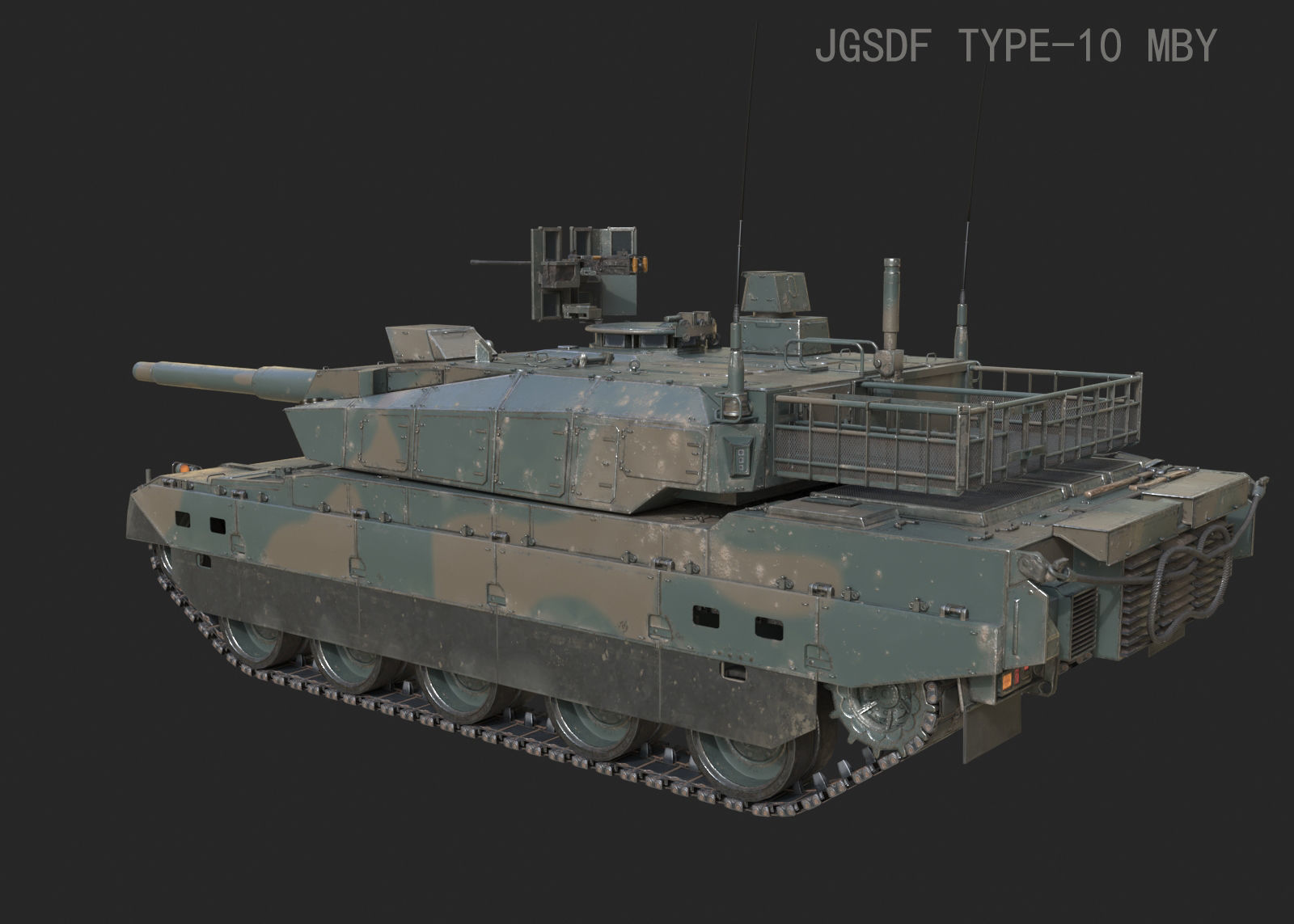 2 coatings of JSDF Type 10 Main Battle Tank MBT Low-poly 3D model_2