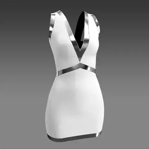 Mini dress white and metalic strap color  look