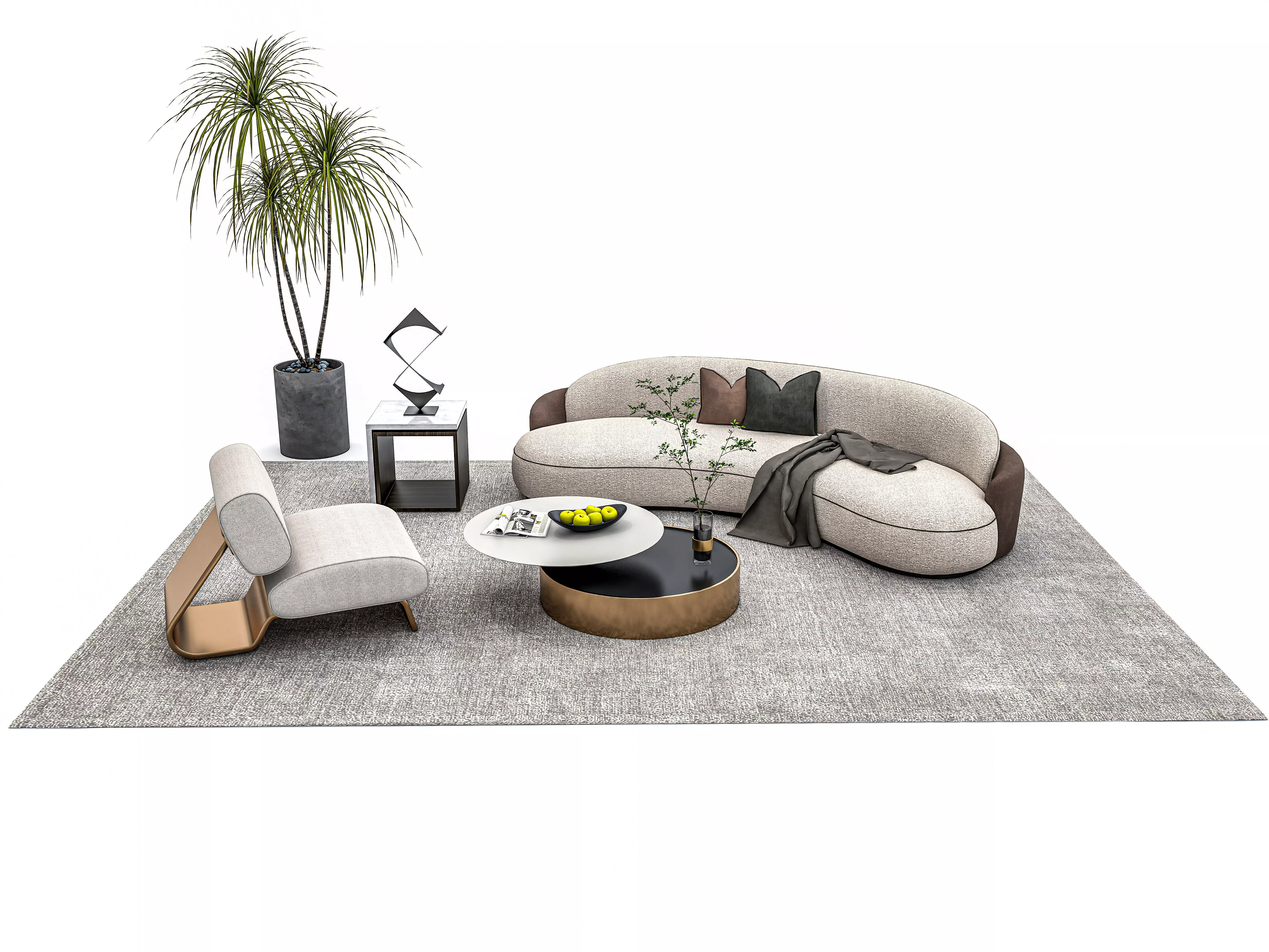 Sofa set combination 3D model_0