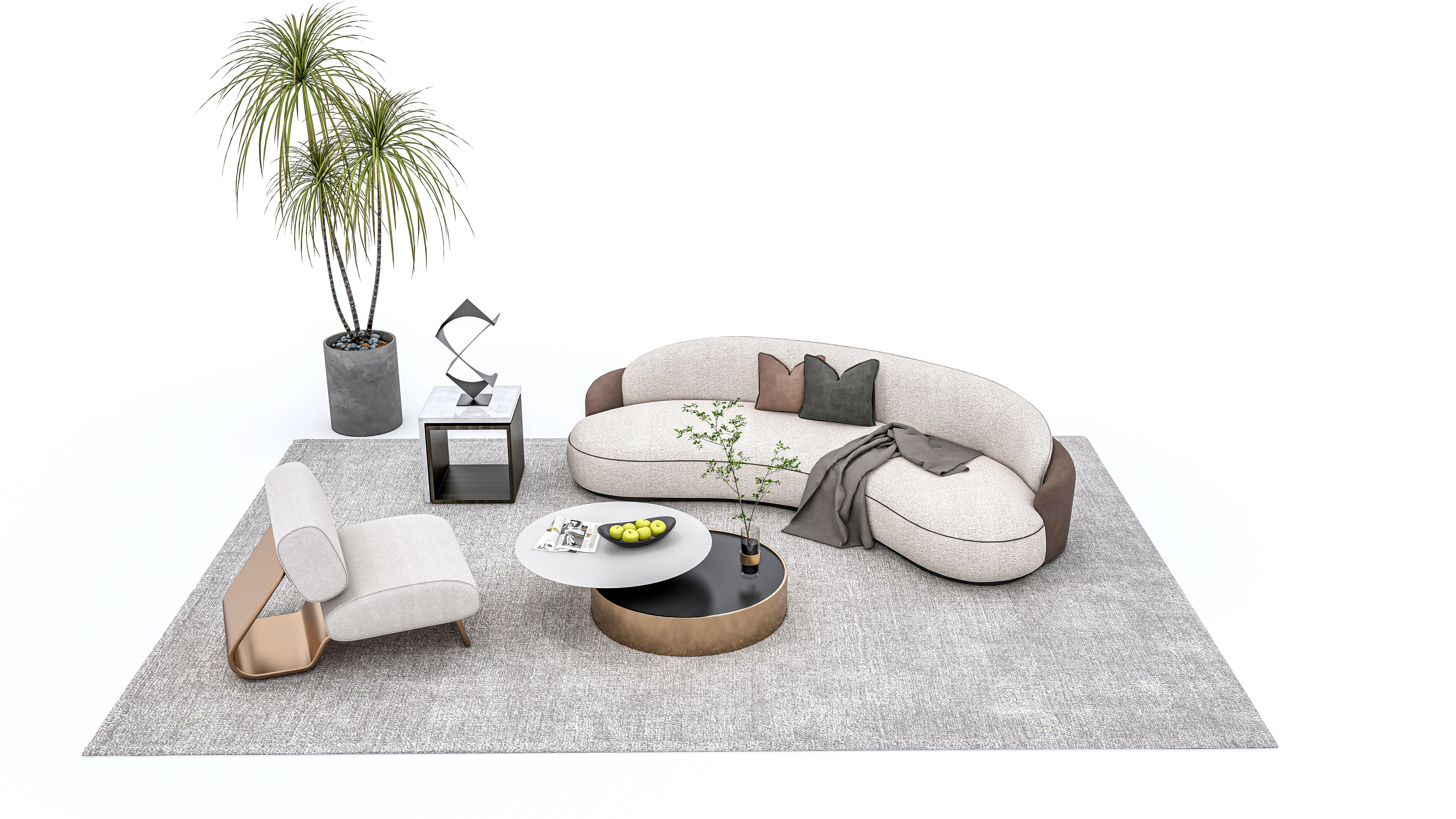 Sofa set combination 3D model_3
