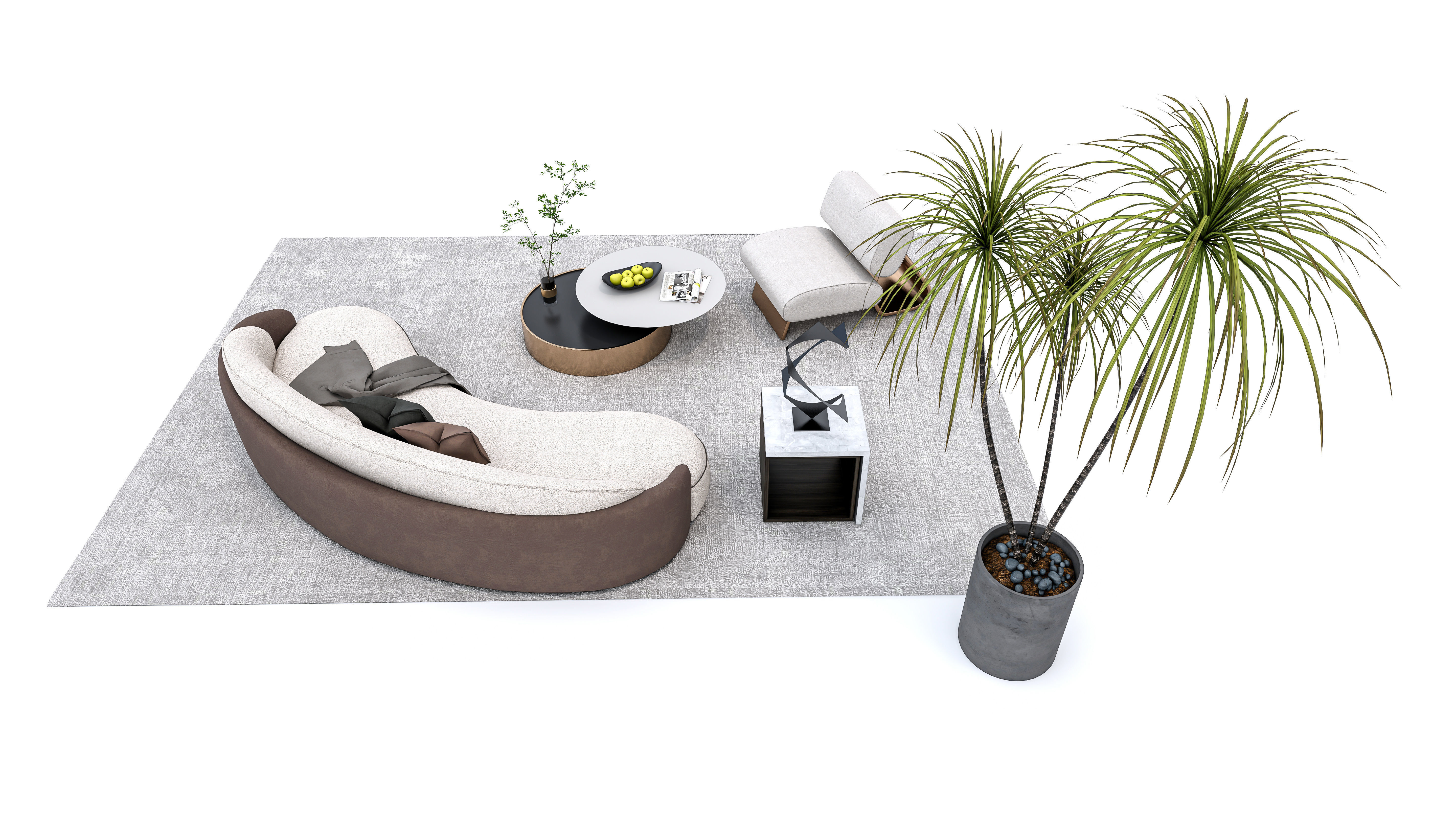 Sofa set combination 3D model_7