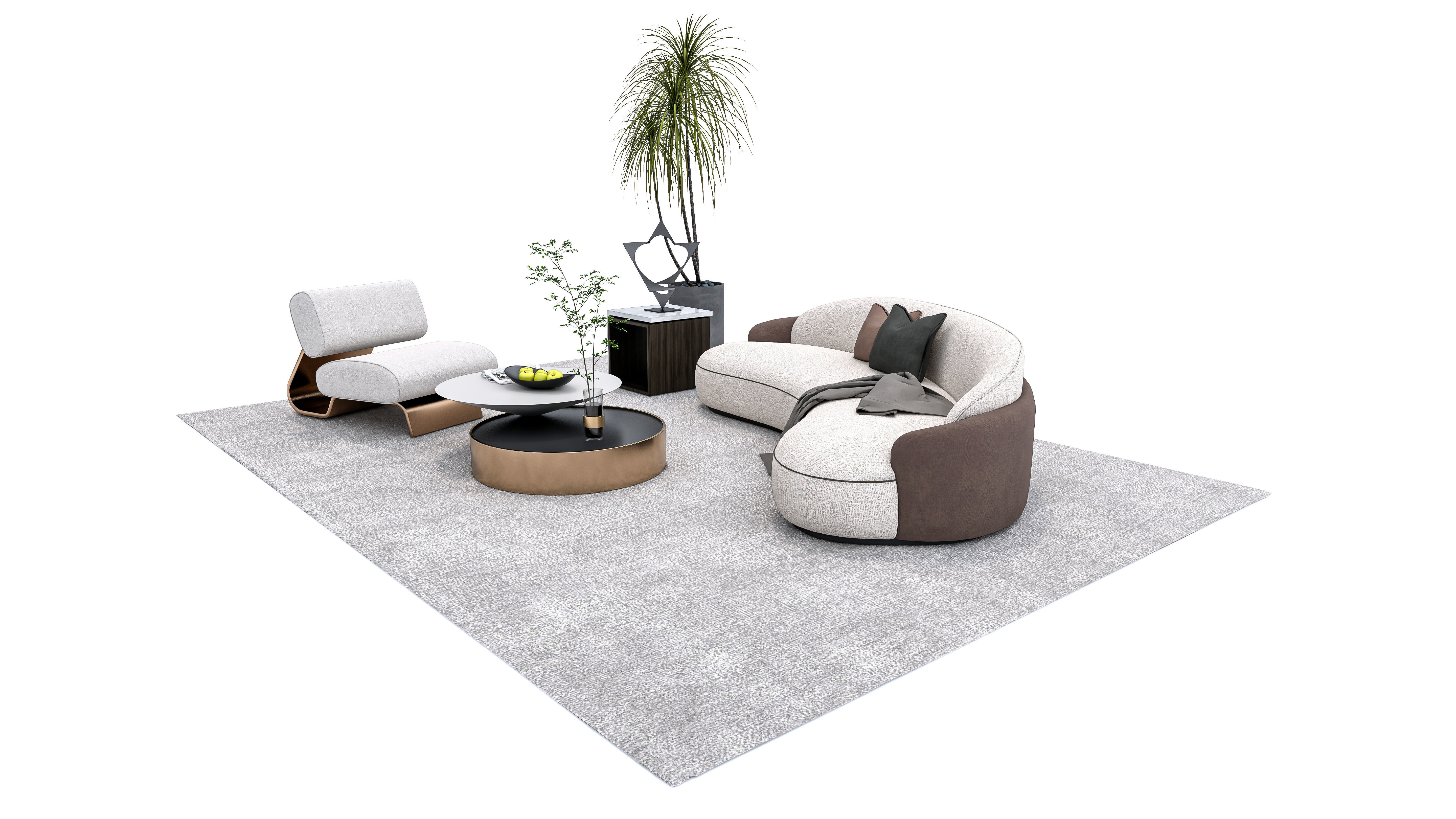 Sofa set combination 3D model_4