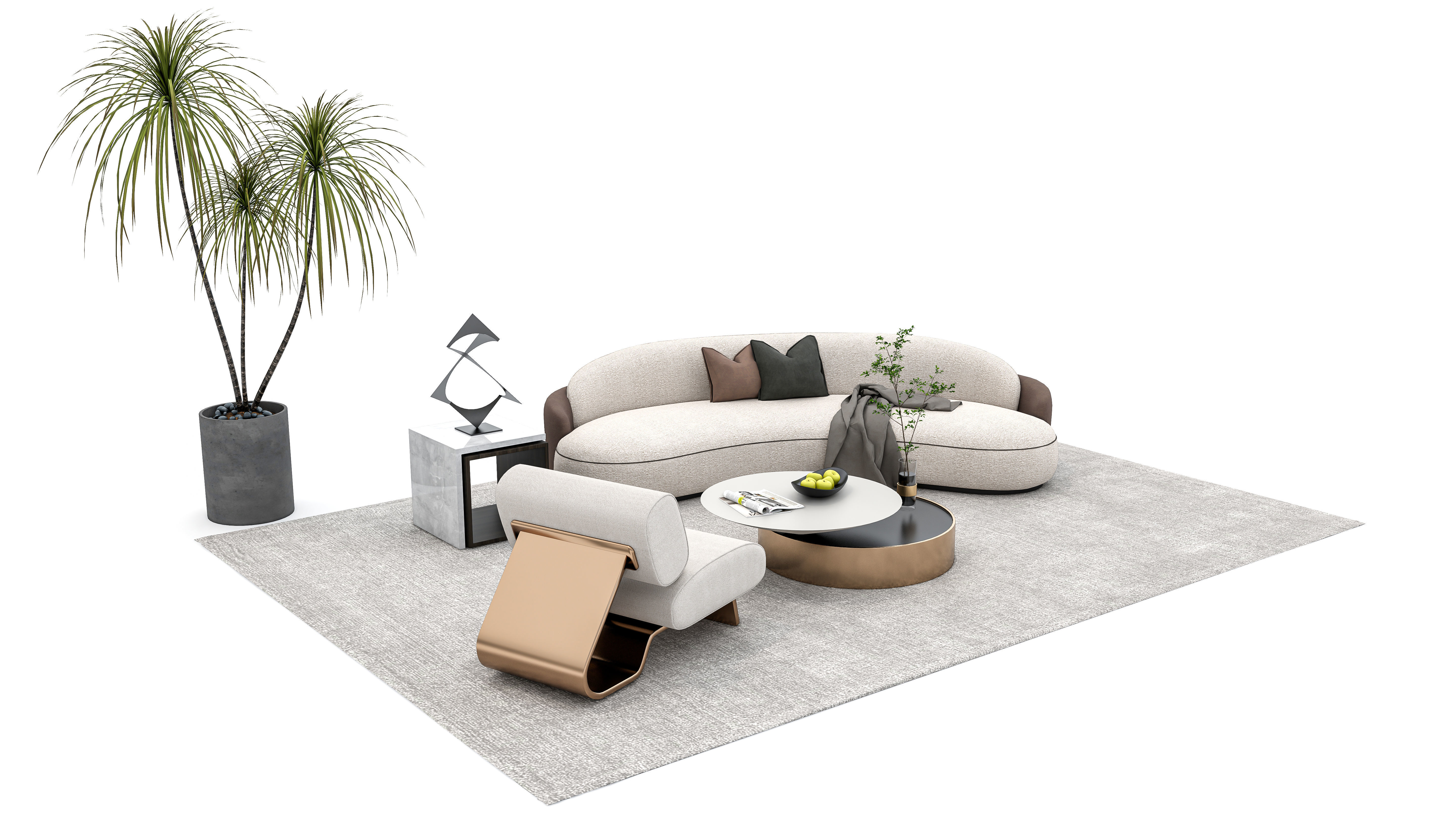 Sofa set combination 3D model_1