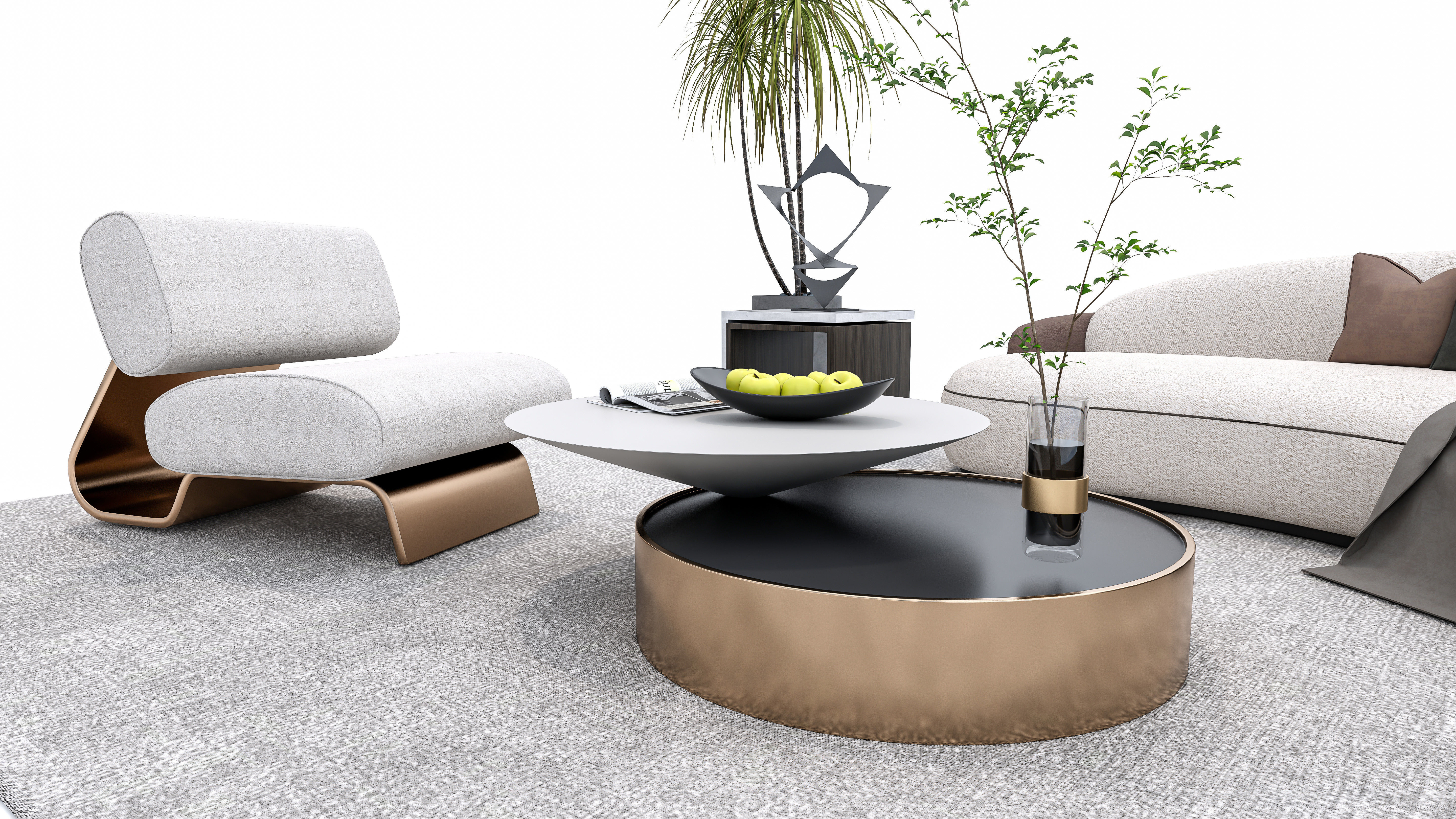 Sofa set combination 3D model_10