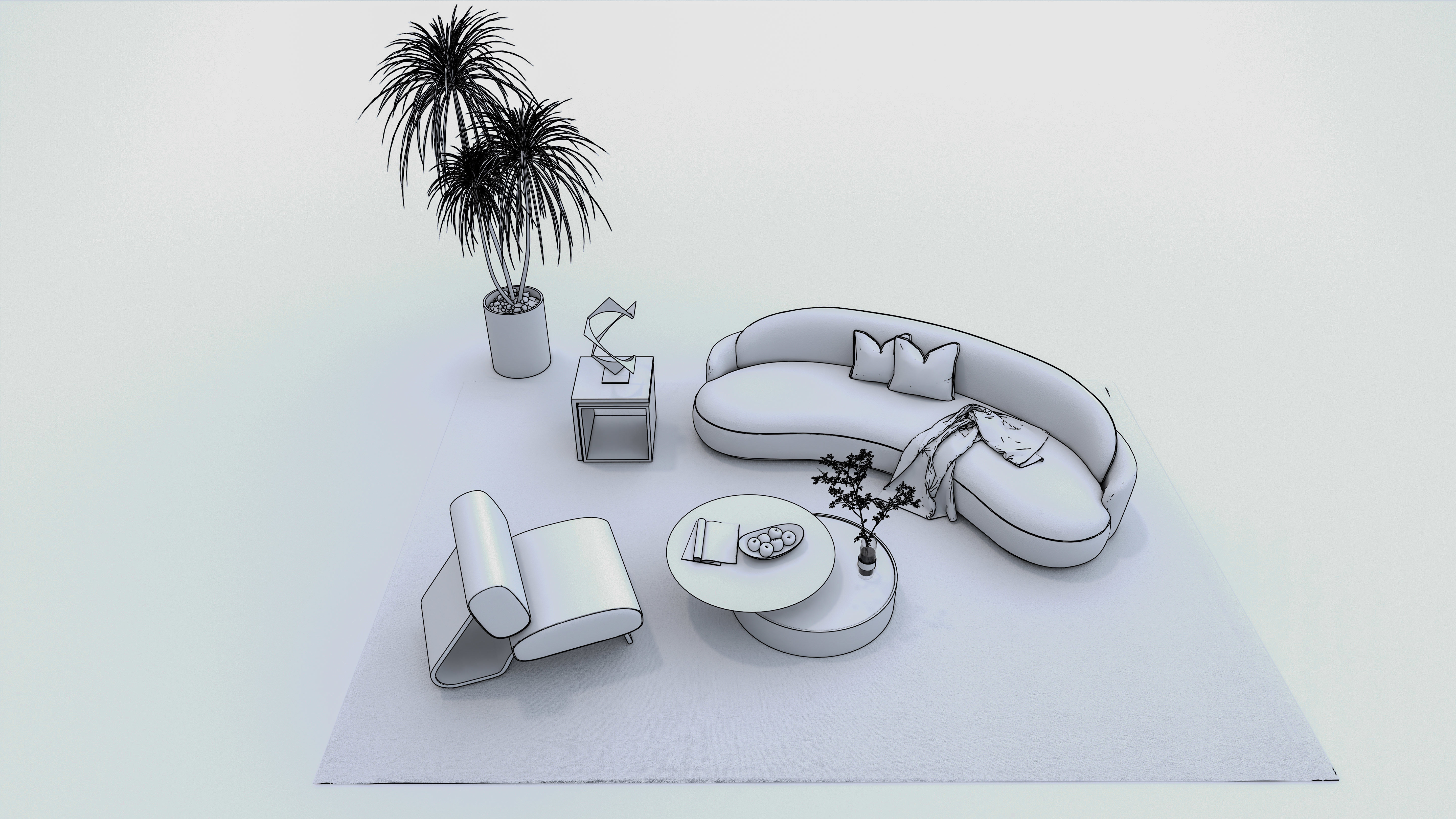 Sofa set combination 3D model_13