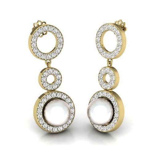Circle dangling earrings with pave set diamonds ER91010 3D print model