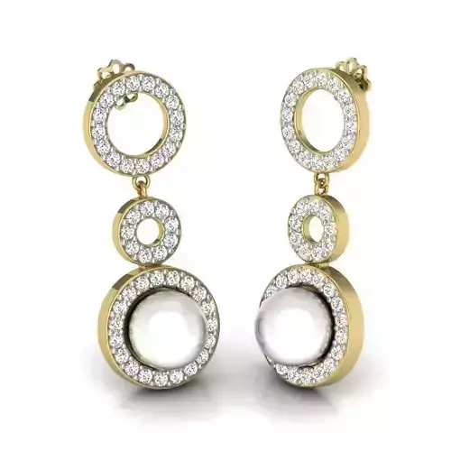 Circle dangling earrings with pave set diamonds ER91010