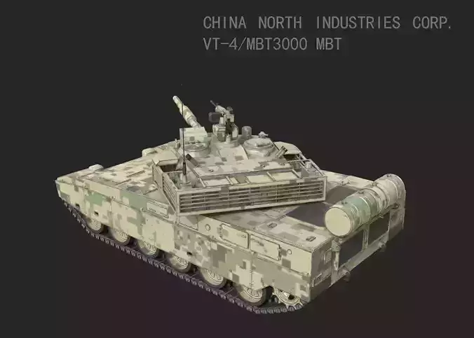 4 coatings of Pakistan VT4 MBT3000 Al-Hyder Main Battle Tank Low-poly 3D model